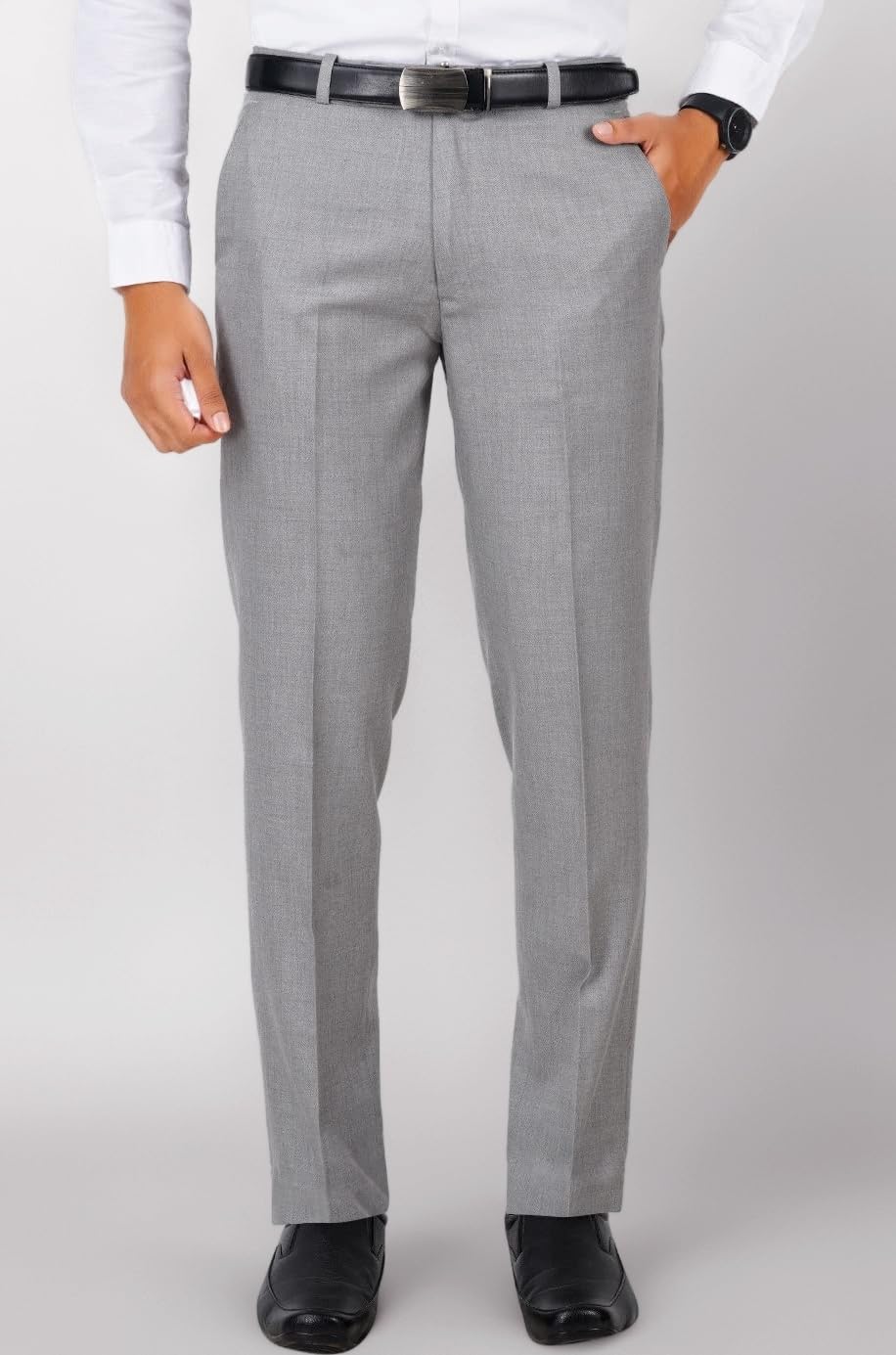 McHenry Men's Classic Solid Formal Comfort/Regular Fit Stretchable Wrinkle Free Trousers