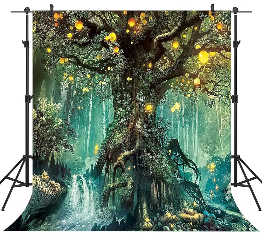 Amazon | OUYIDA 魅惑的な森の背景幕 ファンタジー 魔法の木
