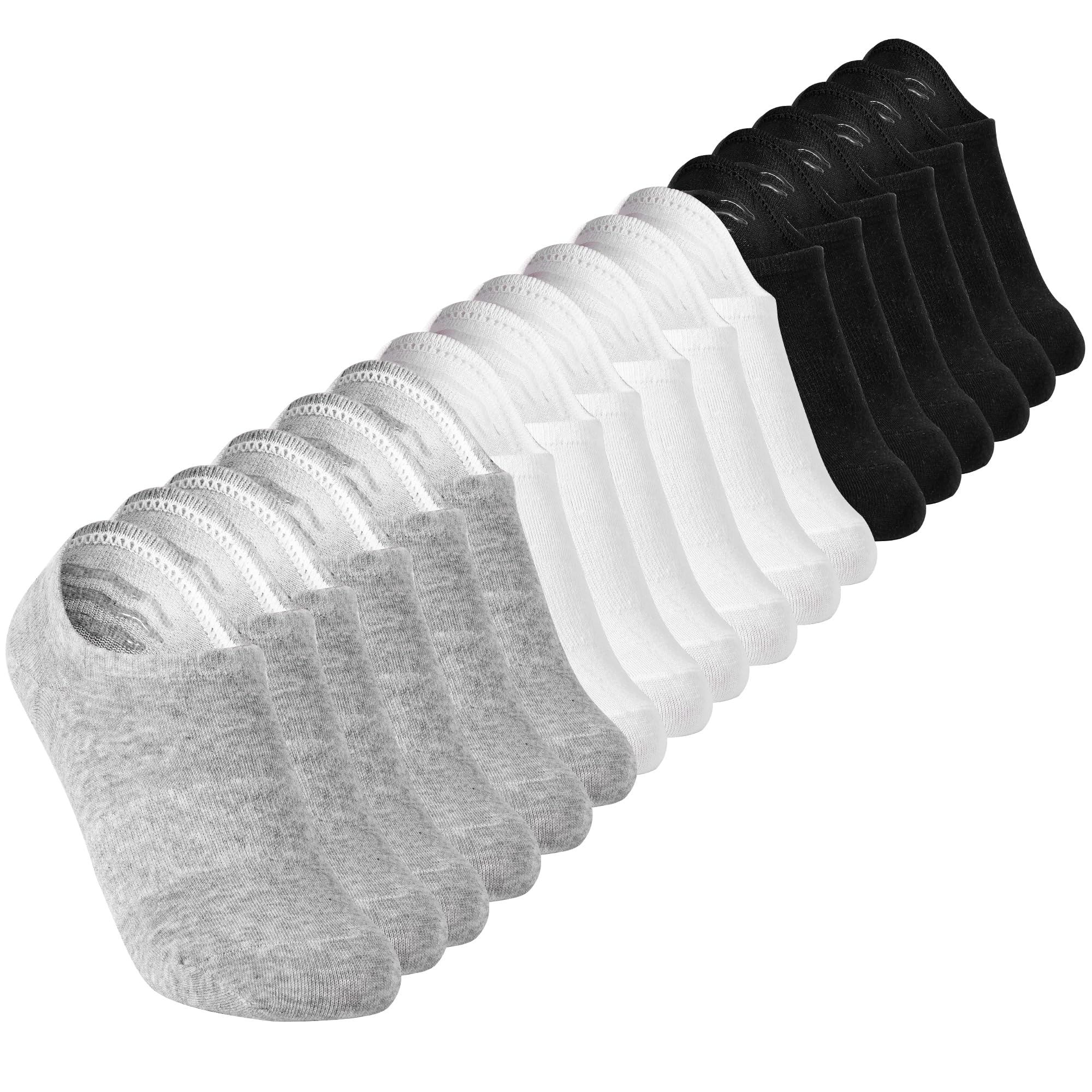 Loucey 18 Packs No Show Socks Invisible Socks Men Women Cushioned Low Cut Ankle Sock for Running Gym Hiking (9 Pairs)