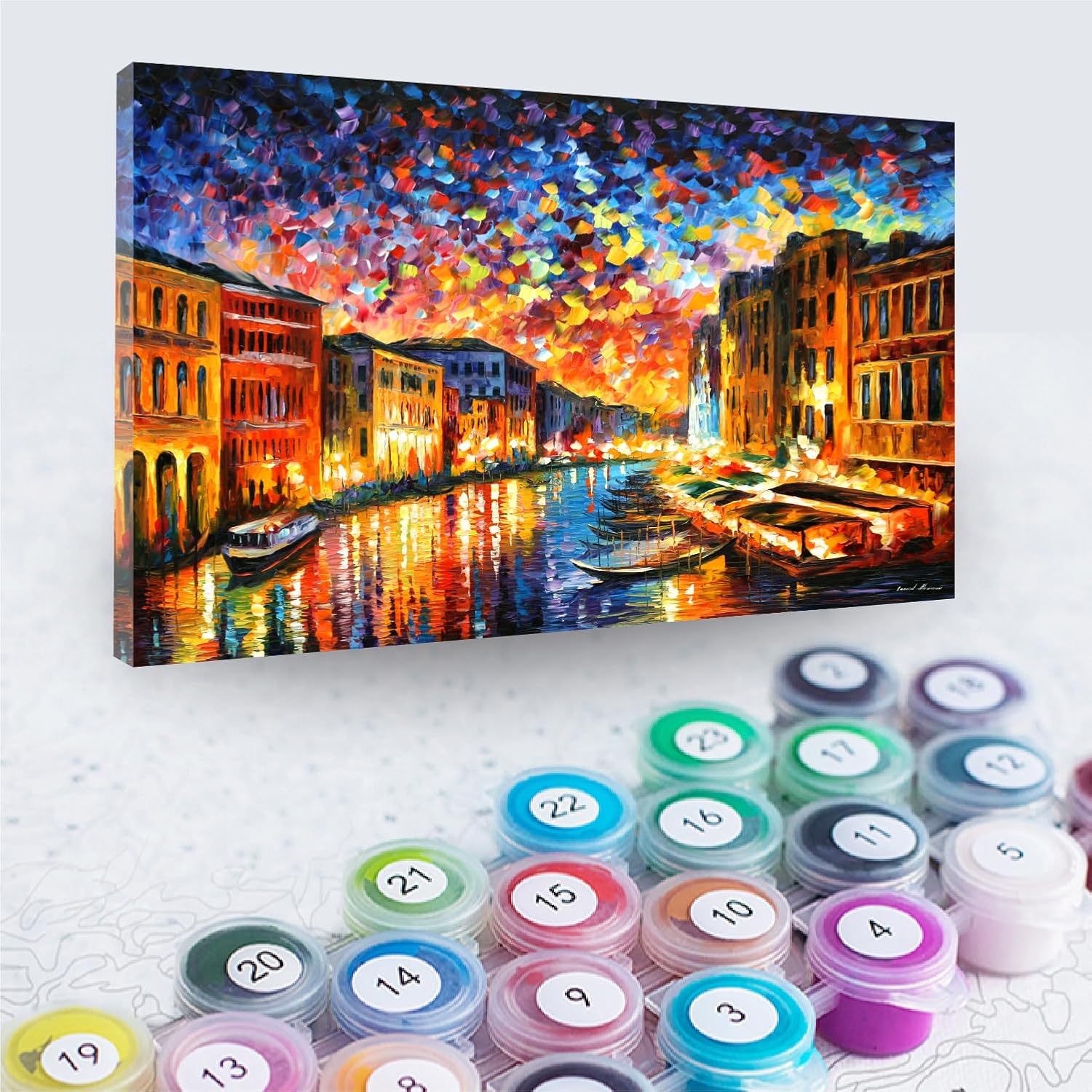 afremov Venice Grand Canal - Paint by Numbers Kit by Leonid Painting - Acrylic Paints, Magnifier, and Brushes for Adults and Kids Beginner (30 * 40cm/12 * 16inch DIY Frame)