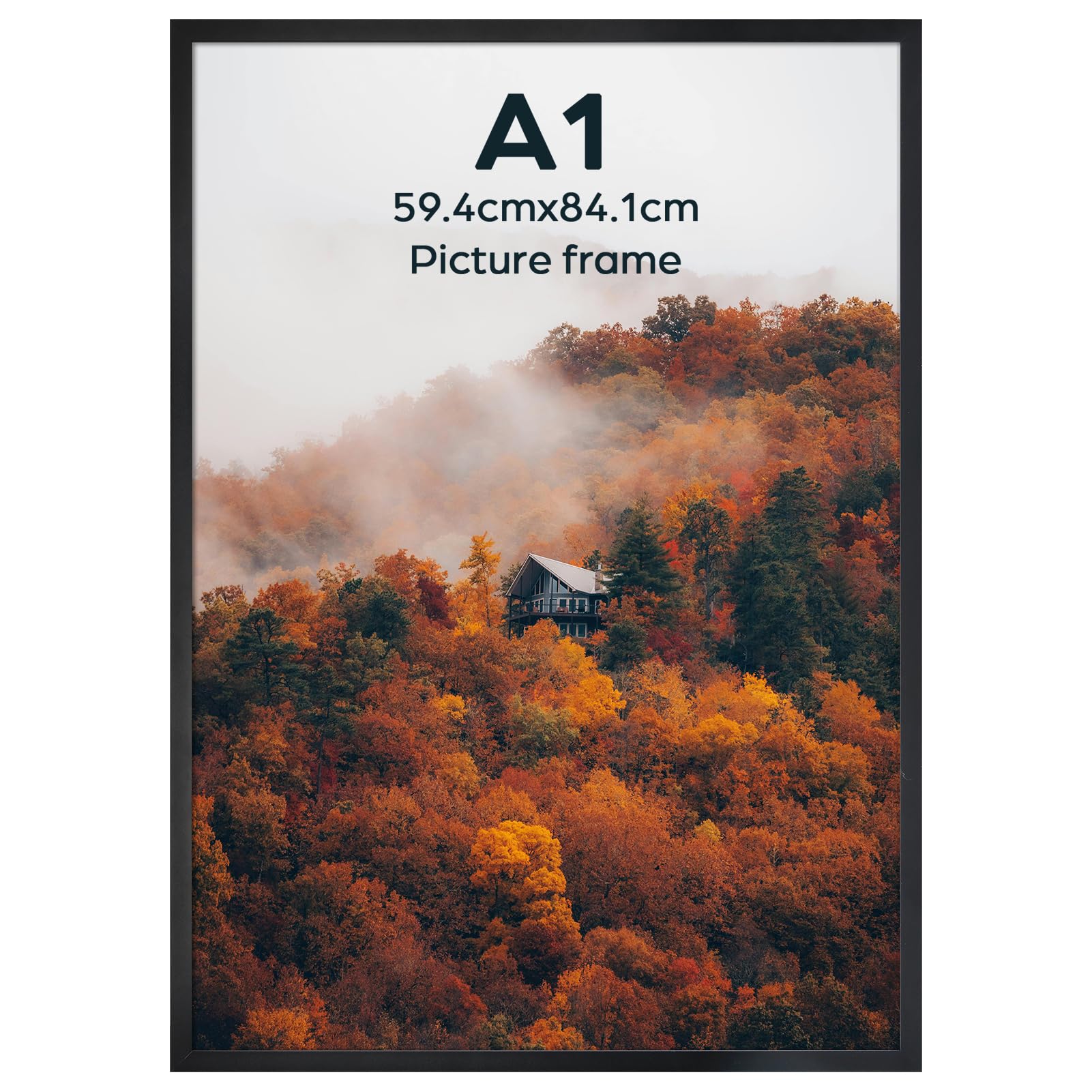 Ditwis A1 Picture Frame Black, Aluminium Photo Frame for Posters and Photos, Large Frame for Living Room, Office, Gallery Wall Mount Display