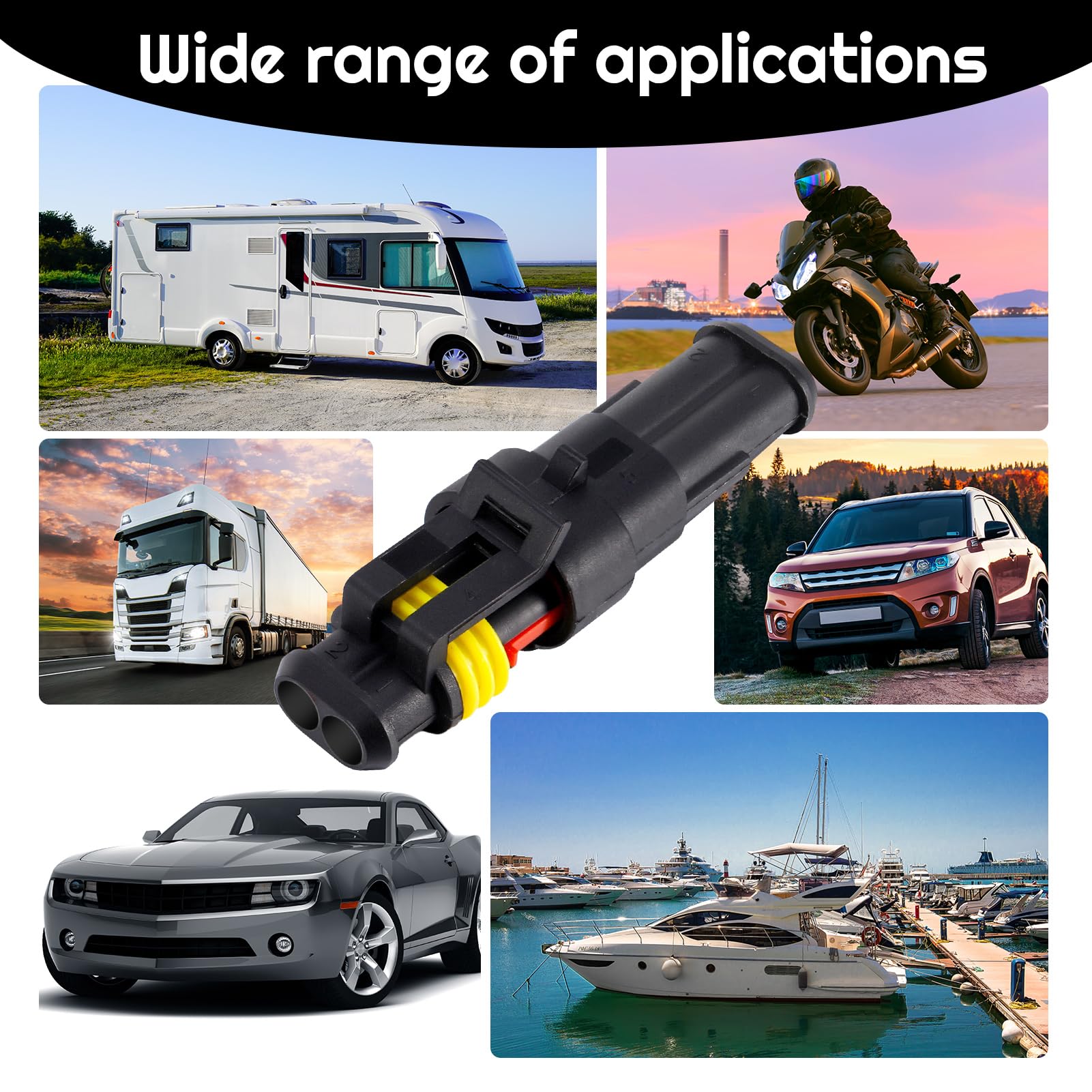 10 Sets 6,3 Mm Terminalgehäuse 2-polig – Für Auto, Motorrad & 12V, Nylon + Kupfer, Snap-Lock