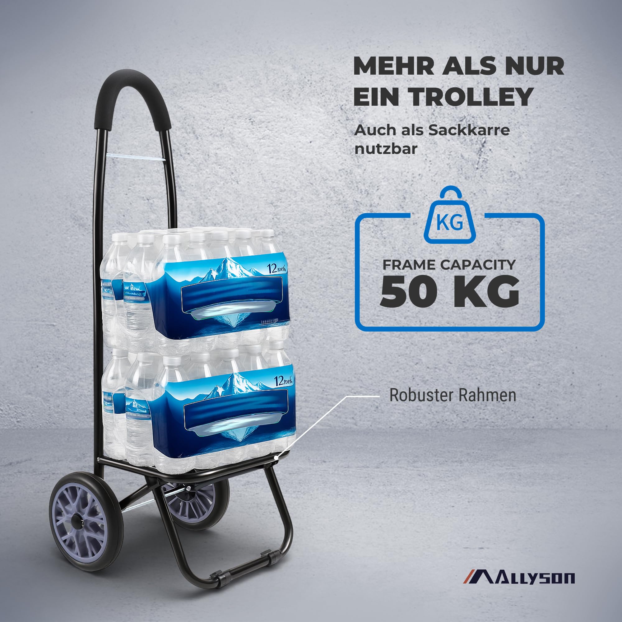 Allyson® Einkaufstrolley klappbar mit Reflektoren & Kühltasche, Einkaufswagen 45L Kapazität, Wetterfester Shopping Trolley, Treppensteiger Trolley mit Geräuschlosen Rädern & Abnehmbarer Tasche - Grün