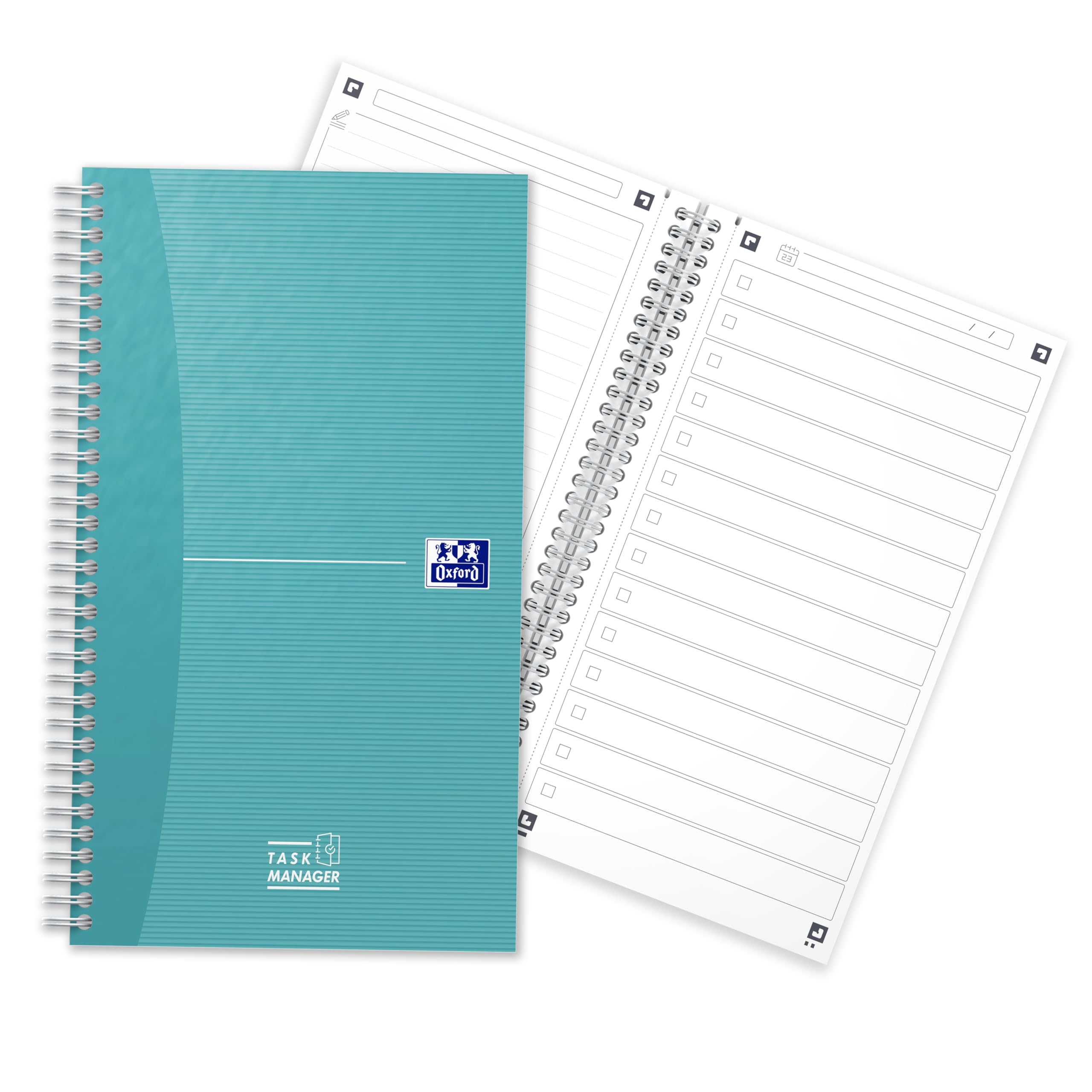 Oxford Task Manager, To-Do-Listen-Notizbuch, Spiralbindung, 460 Seiten, türkis, 1 Stück