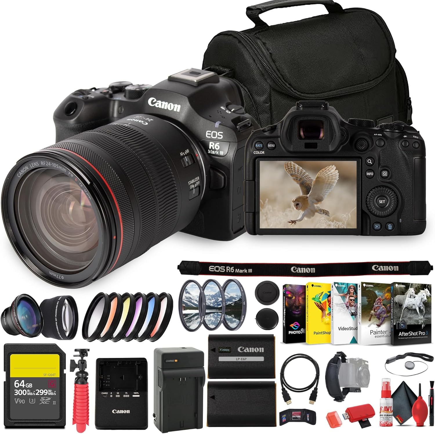 Canon EOS R6 Mark III with 24-105mm f/4 RF Lens | High-Resolution 32.5MP Performance, 7K RAW Workflow, Fast AF and Stabilization (7084C010) + 64GB Card + Photo Software + More