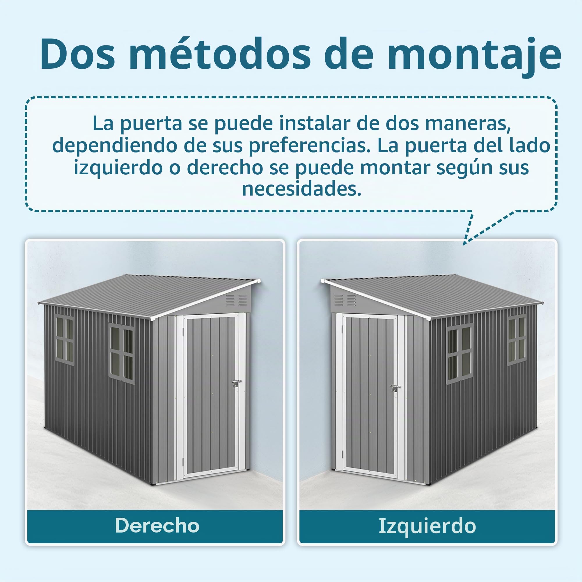 Cobertizo de herramientas de metal de 4x10 pies con diseño de tejado a dos aguas/tejado inclinado con doble puerta que se abre hacia la izquierda/derecha y 2 ventanas. Cobertizo de herramientas