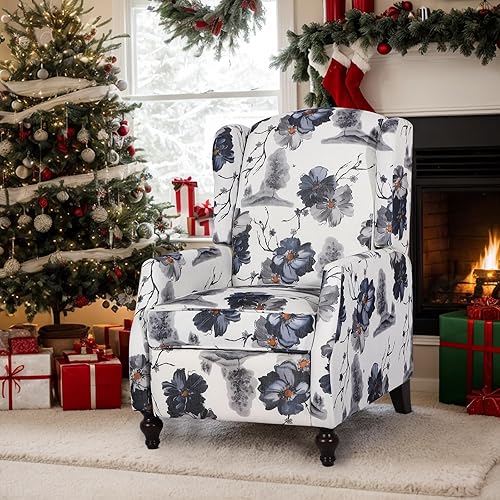 Miniatura 18 de Silla reclinable de masaje con respaldo de alas con calor, sillón de tela copetudo, sillón reclinable con respaldo a distancia y respaldo ajustable