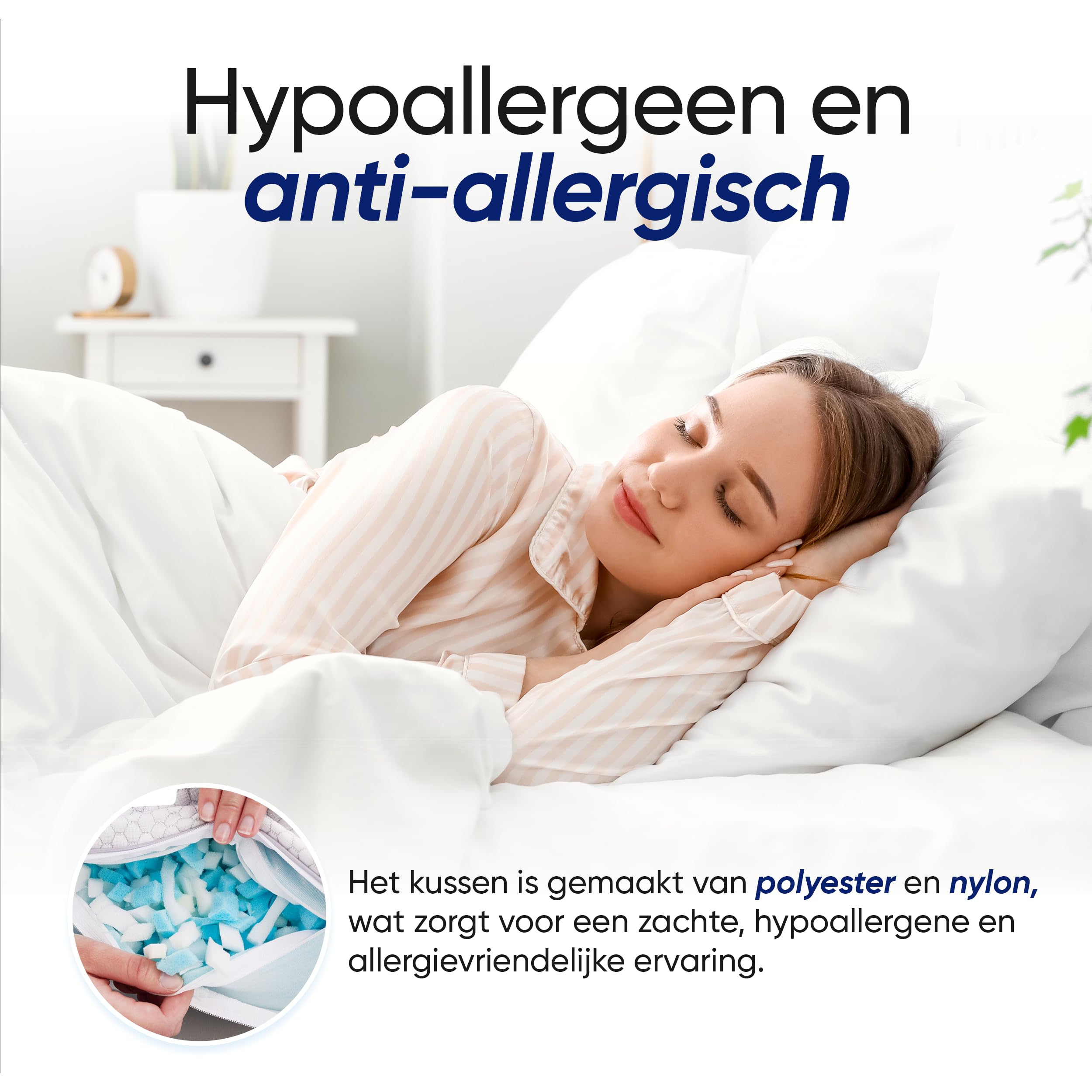 Mewave Cloudy - Hoofdkussen - Afstelbaar - Memory Foam - Geschikt voor rug-, zij- en