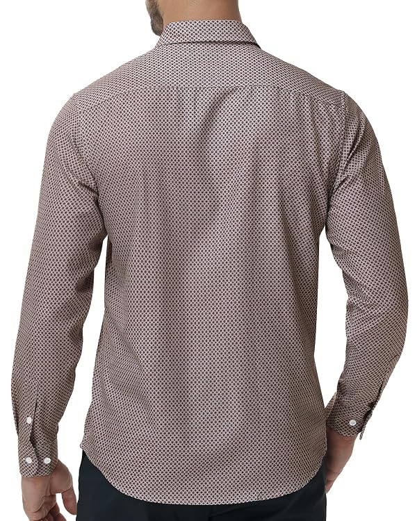 fohemr Mens Printed Dress Shirt Long Sleeve Stretch Wrinkle-Free Untucked Patterned Button Down Business Shirts with Pocket Red 3X-Large by fohemr - Used condition - Image 4
