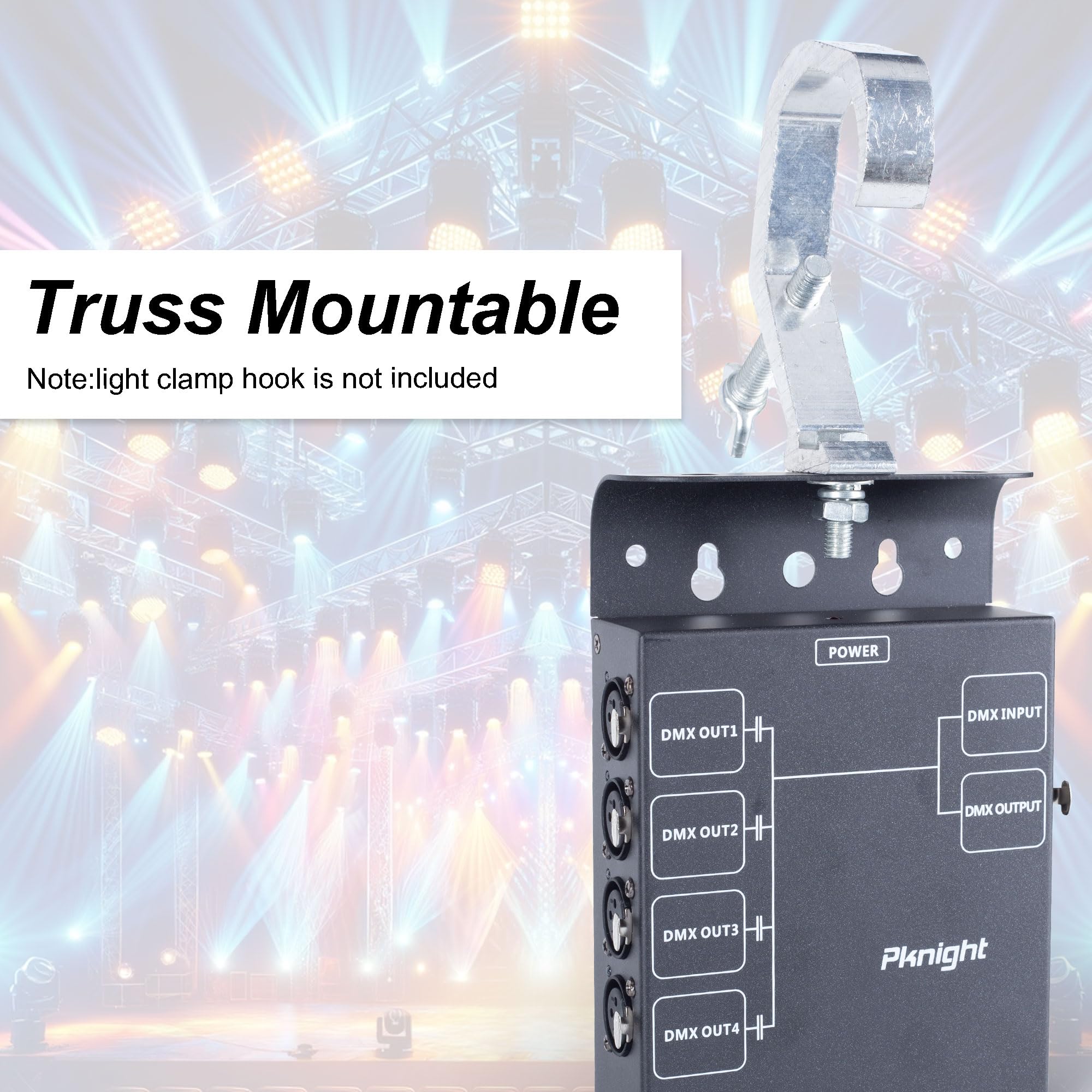 Barre Séparatrice DMX Pknight CA8402MIN - 4 Voies Isolée - Montage Sur Truss - Noire