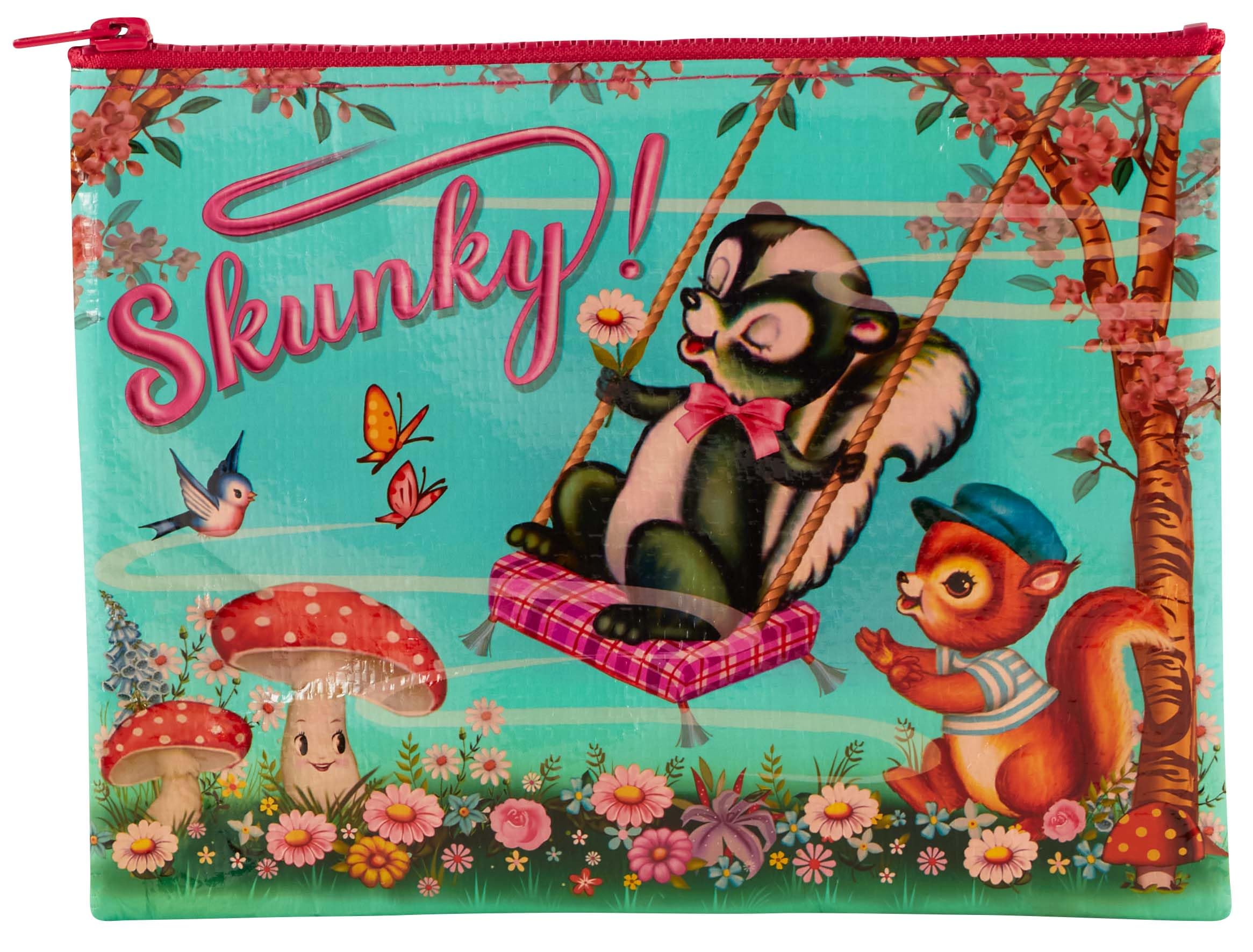 Blue Q Zipper Pouch, Made from 95% Recycled Material, 7.25" h x 9.5" w, Colorful Chunky Zipper