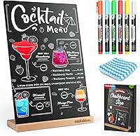 Halobios 8x12 Inch Double-Sided Chalkboard with Beech Wood Base - Tabletop Menu Sign Stand for Weddings, Parties, Restaurants