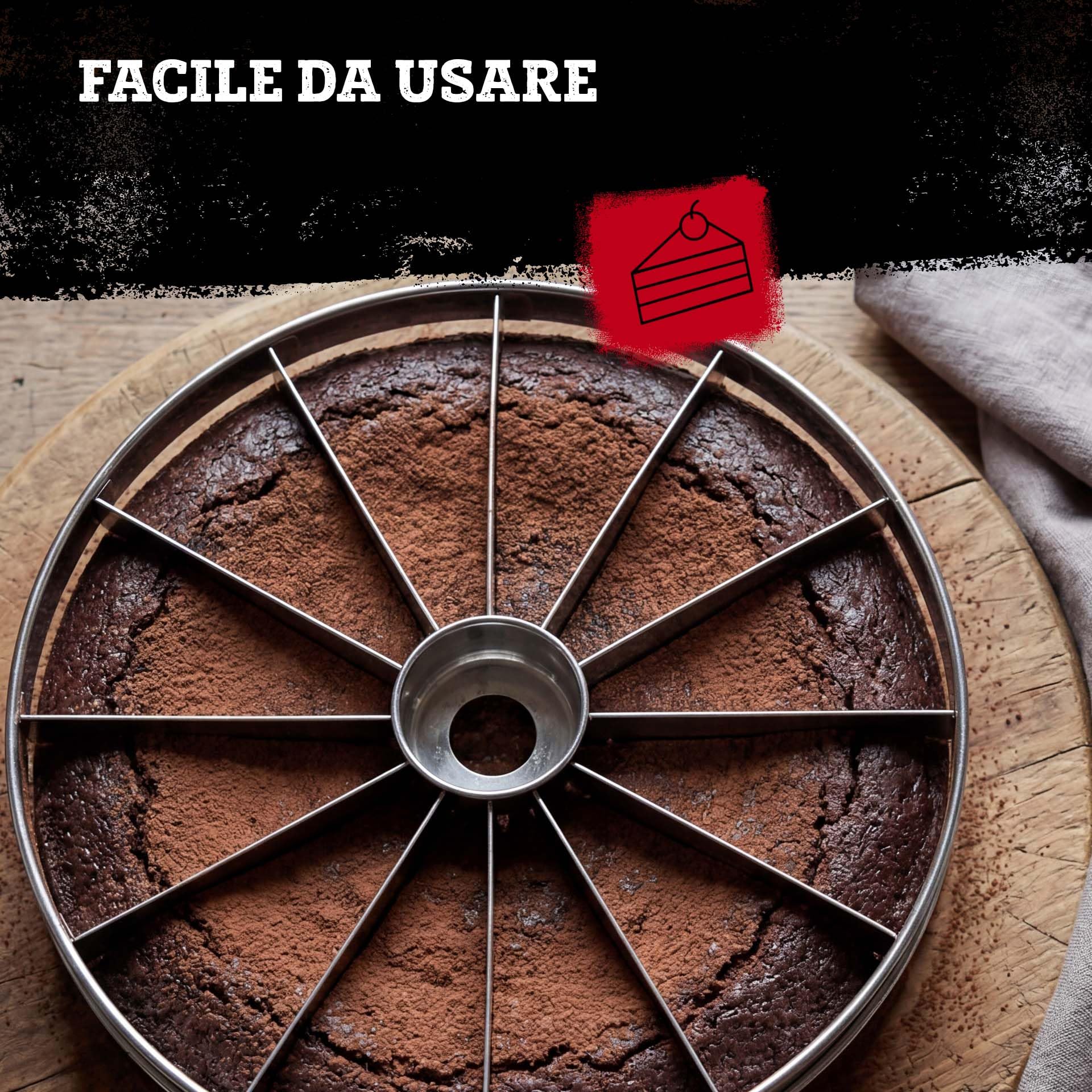 FMprofessional Porzionatore a fette e Decoratore 32cm per Torte in Acciaio Inossidabile, adatto per Creare 12 Fette Uniformi - Strumento Multifunzionale per Cucina, adatto per Pasticceri