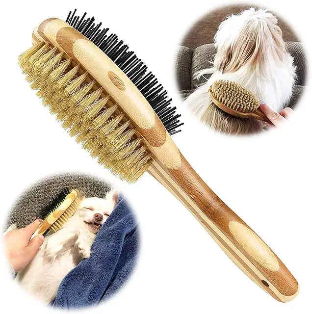 Gray Double Pet Brush for Dogs & Cats - Scrub Handen