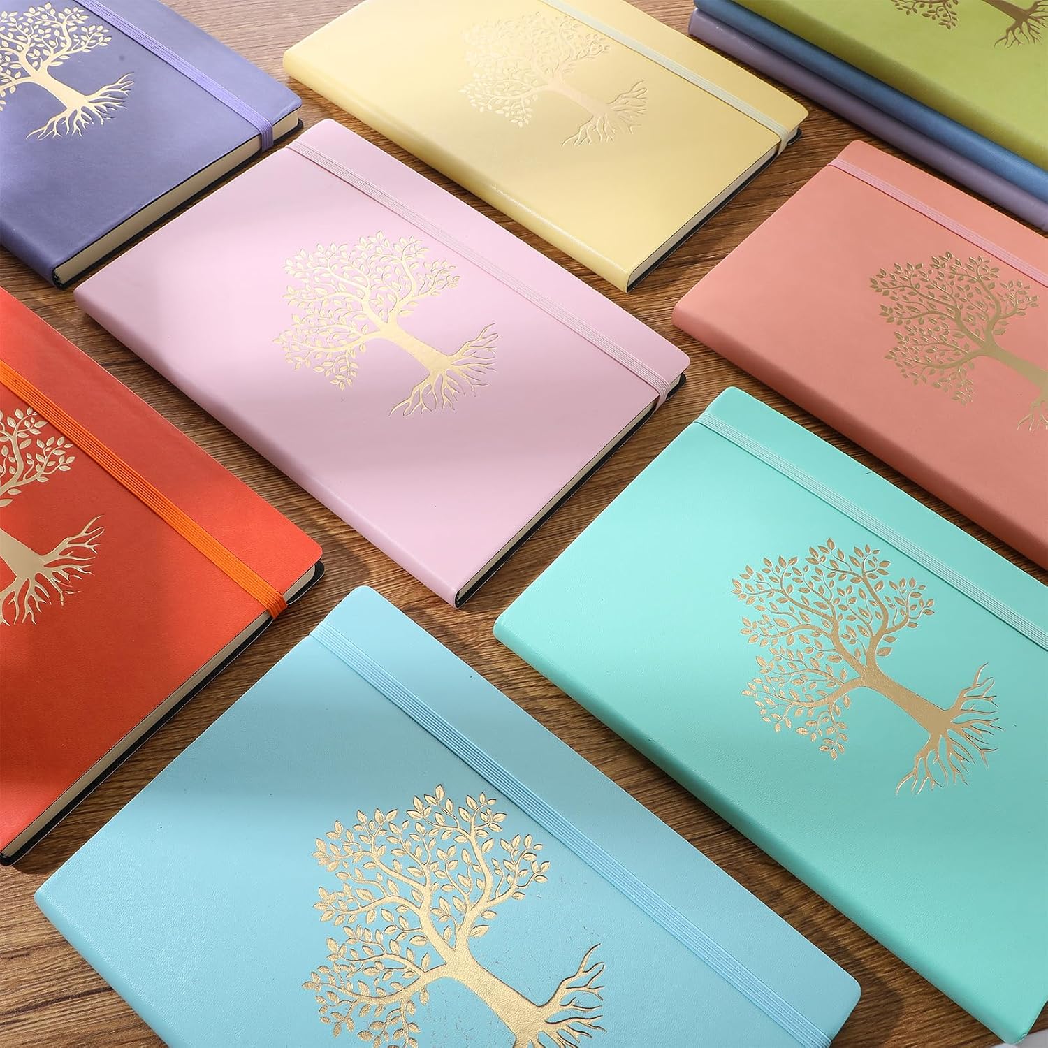 Dispowreath 10 Pack Lined Journal Notebook A5 Leather Hardcover Journals for Writing 200 Pages 10 Colors Notepad for Travel Work School Office Business Note Taking Diary 5.7" x 8.3" (Vibrant Color)