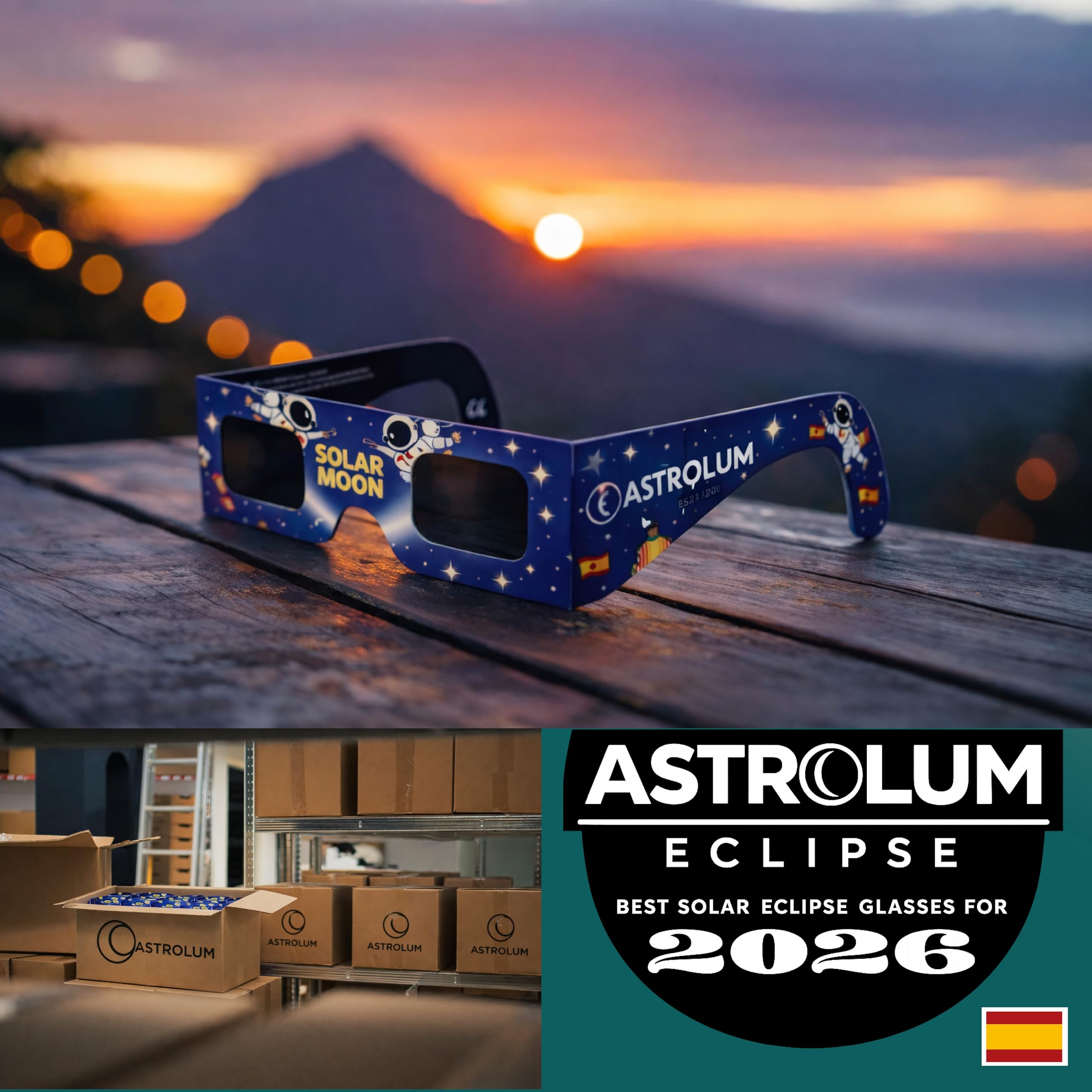 Gafas Eclipse Solar Homologadas ISO 12312-2:2015 y Certificadas CE para Observar Eclipses con Máxima Seguridad, Cumplen Normativa UE 2016/425, Fabricante Español, Color Azul — view 8