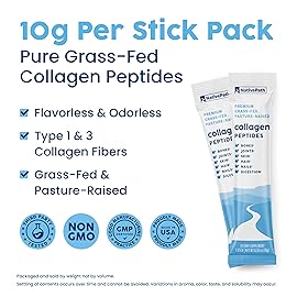 NativePath Collagen Peptides Protein Stick Packs - Hydrolyzed Type 1 & 3 Collagen Powder for Skin, Hair, Nails - 30 Servings