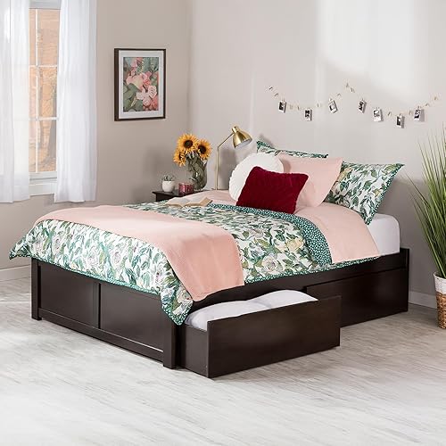 AFI Concord Full Size Platform Bed with Footboard & Storage Drawers in Espresso
