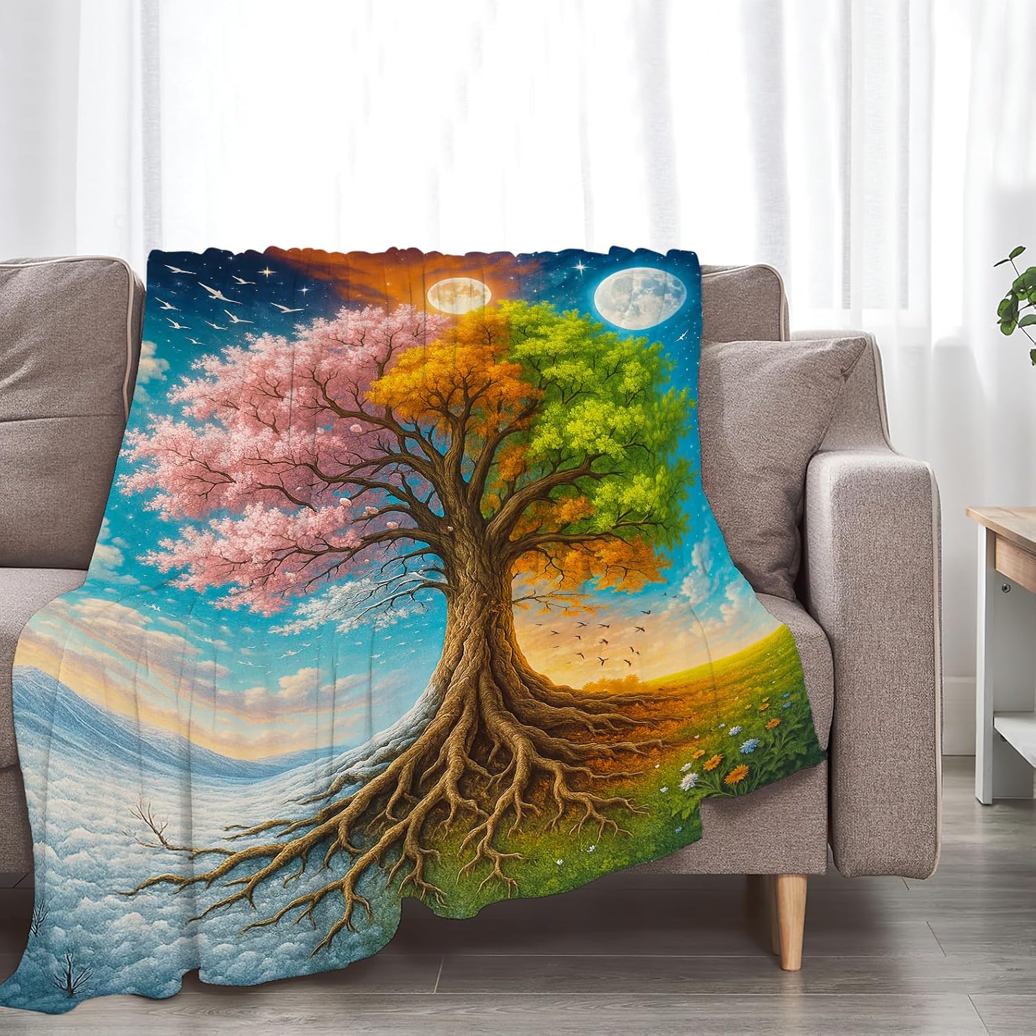 Tree Soft Cozy Blanket Tree of Life Throw Blanket Super Plush Warm Stuff Lightweight Fleece Flannel Blankets Gifts for Women Girls Kids Adults 50"X40" - Image 5