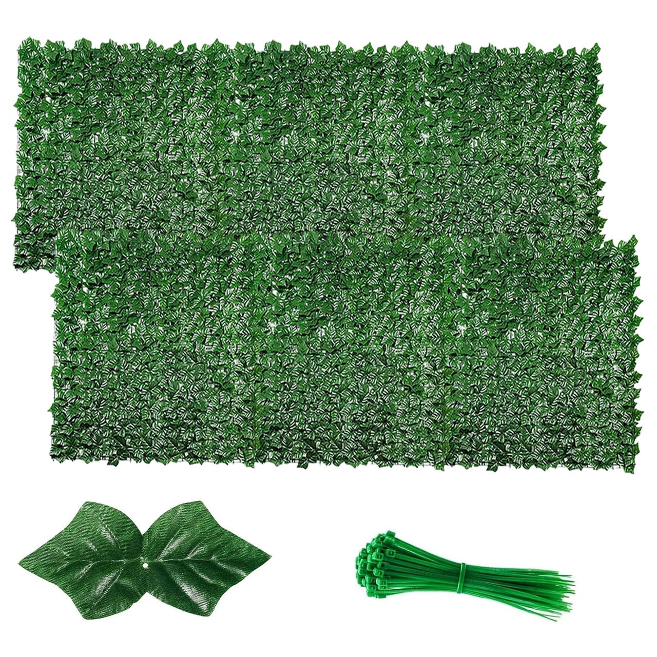 2PCS Artificial Ivy Fence Screening 3m x 1m (118x39in), Ivy Trellis Screening UV Fade Protected, Artificial Hedge Roll Privacy Fence for Outdoor Garden Decor, Party, Balcony, Wedding