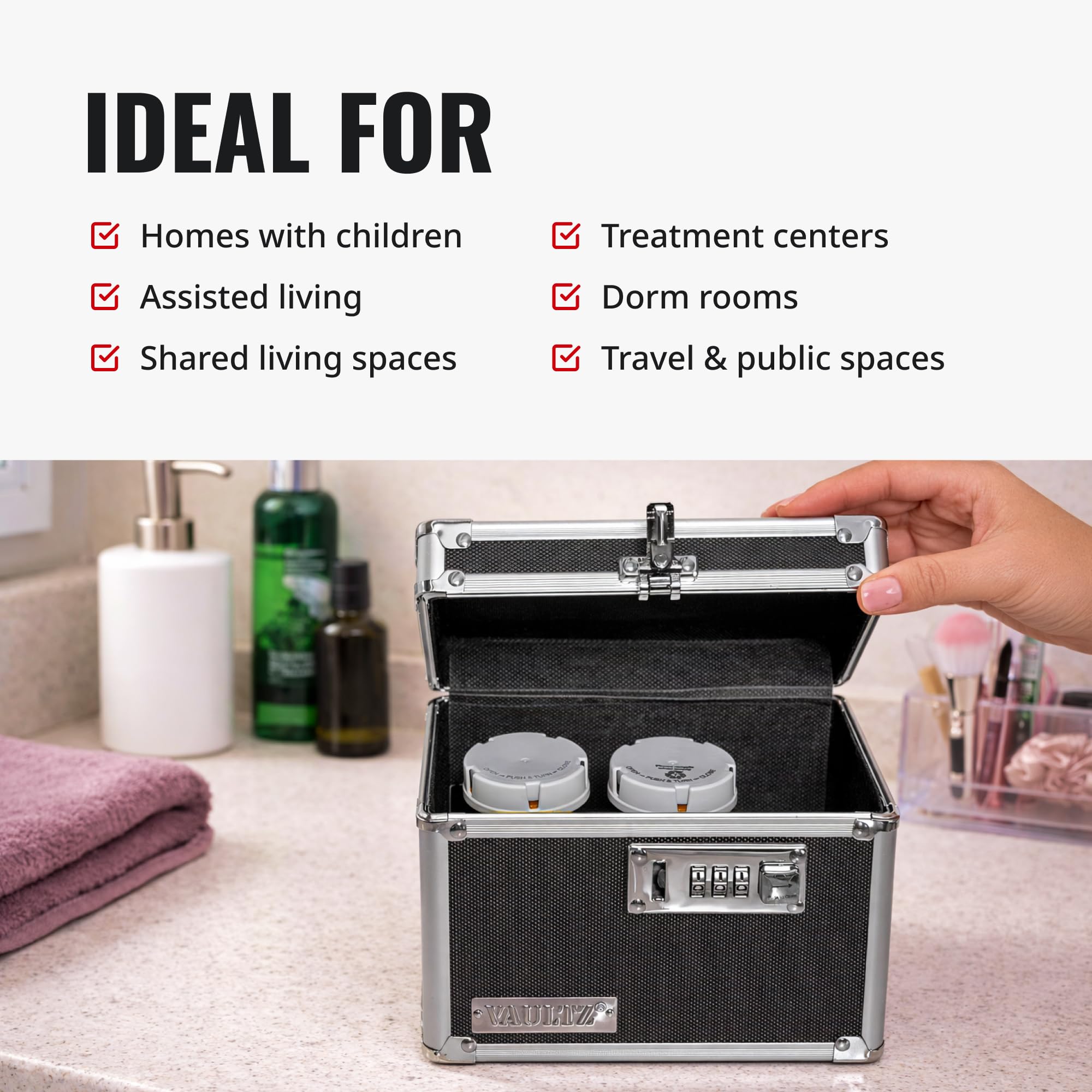 Vaultz Medicine Lock Box - 5 x 7 x 5 Inches - Secure Cabinet Safe