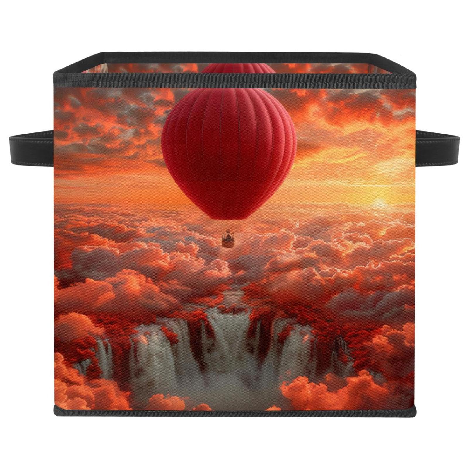 Boîte de rangement pliable durable à poignées en cuir premium