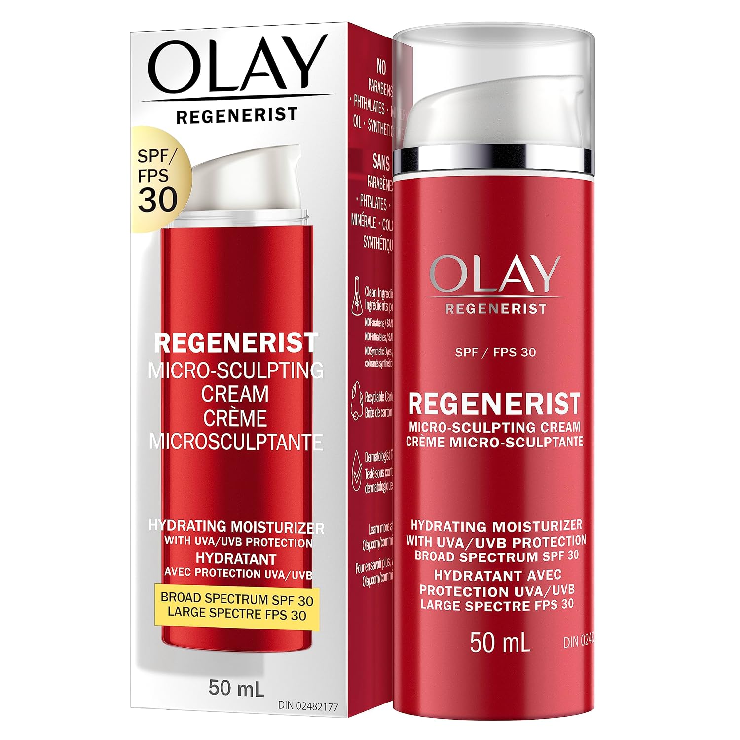 Face Moisturizer by Olay Regenerist Microsculpting Cream With SPF 30 Sunscreen and Vitamin E for Advanced Anti-Aging, 50ml
