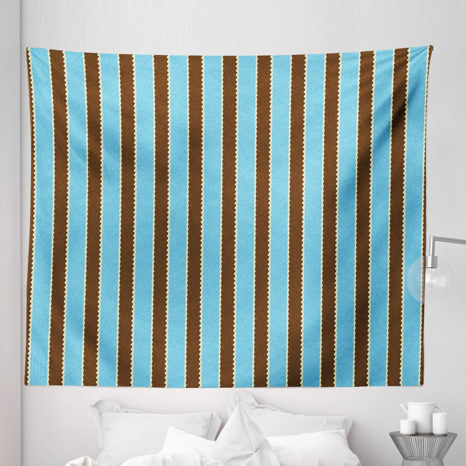 Lunarable Aqua Tapestry King Size, White Blue Stripes Bold Lines Zig Zag  Wavy Design Image Vintage Print, Wall Hanging Bedspread Bed Cover Wall  Decor,  Lunarable Aqua Tapestry King Size, White Blue Stripes Bold Lines Zig Zag  Wavy Design Image Vintage Print, Wall Hanging Bedspread Bed Cover Wall  Decor,