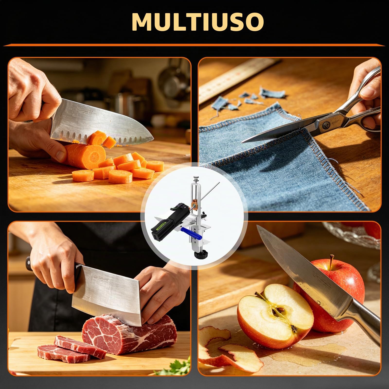 Affilacoltelli professionale, Affilatore Coltelli Professionale 15-30° Angolo Regolabile, rotazione a 360° con angolo fisso, dispositivo di affilatura di precisione con 12 pietra per affilacoltelli