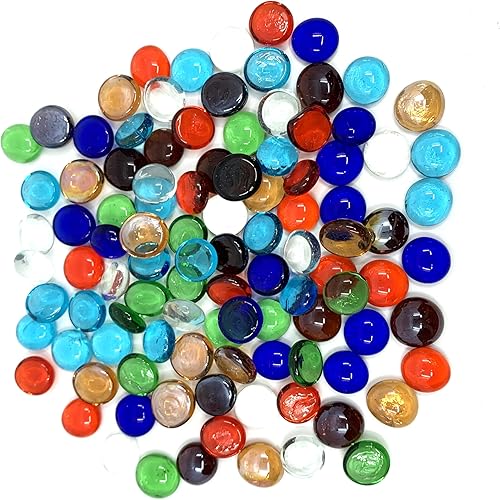 Miniatura 4 de CYS EXCEL Cuentas de vidrio de colores surtidos de 5 libras para jarrones, cuentas de piedras preciosas de mármol planas, rellenos de jarrones,