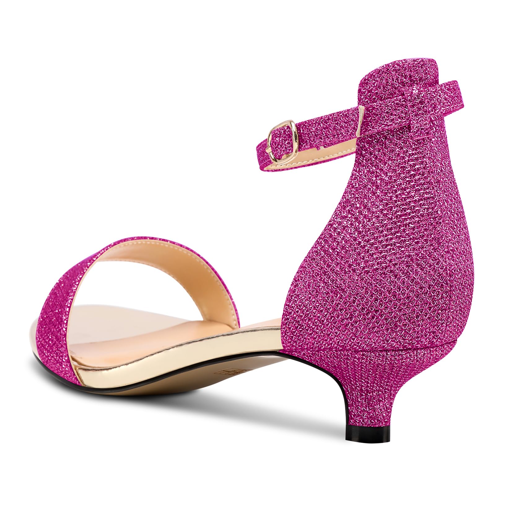 Aachcol Mujer Bajos Gatito Heel Abierta Punta Sandalias Correa Tobillo Two-Piece Cierre con Hebilla Baile Fiesta Dress Verano 3 CM Heels