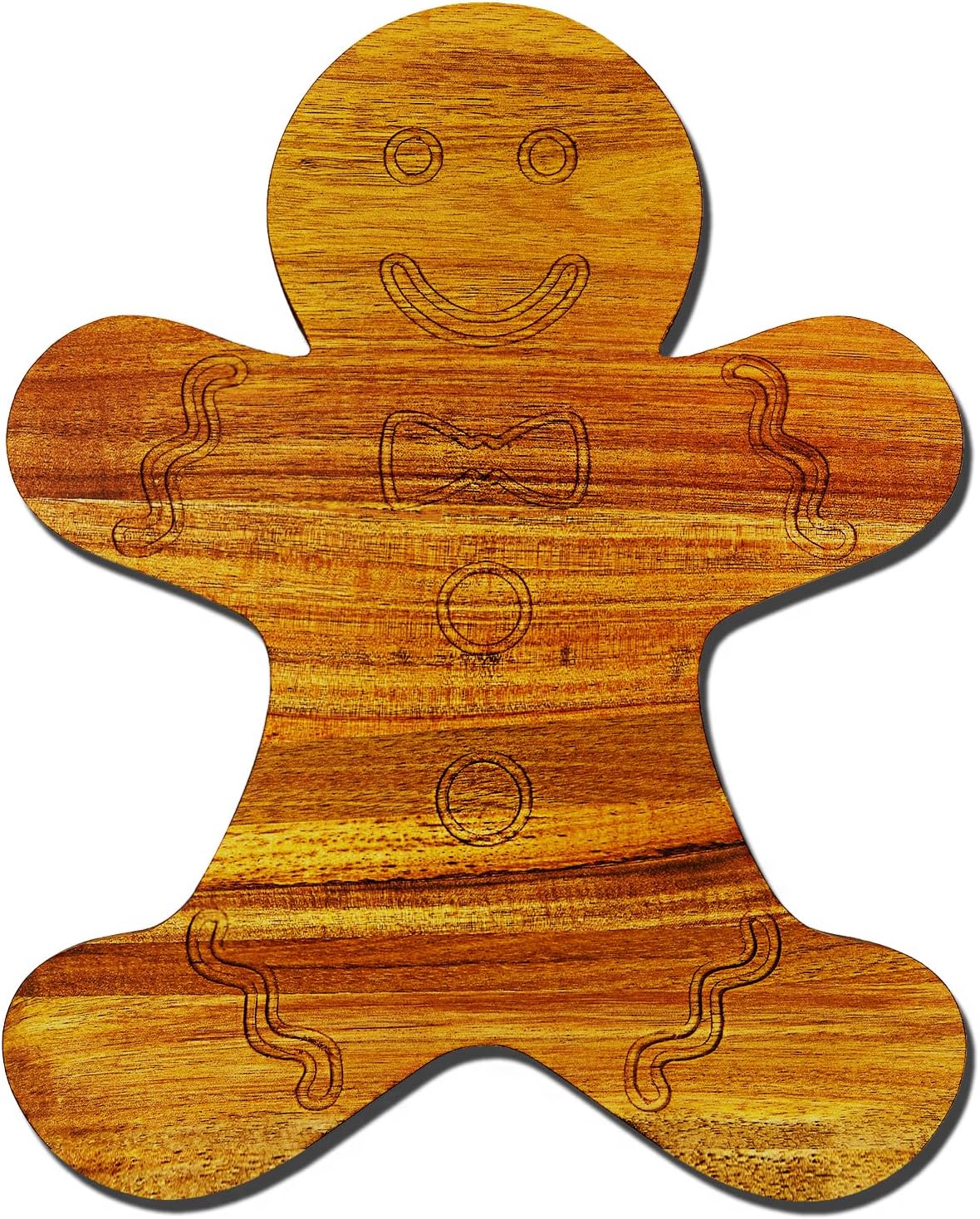 Gingerbread Cutting Board,Wood Gingerbread Charcuterie Board,Gingerbread Shaped Wooden Cheese Board,Serving Platter with Grooves for Kitchen Christmas Decoration/brown