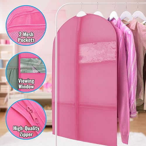 Miniatura 5 de Plixio Bolsas de ropa para niños de 36 pulgadas para disfraces de baile ropa colgante para niños uniforme trajes organizador de trajes de recital