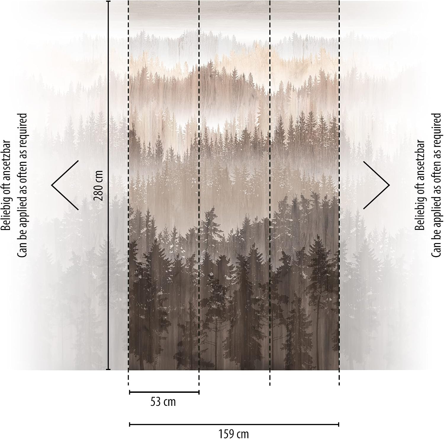 Livingwalls Wallpaper Forest Design - Brown, Beige - Mural Wallpaper 395.99in x 27.56in Made in Germany - 391812