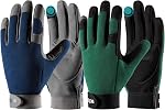 COOLJOB Thorn Proof Garden Gloves with Touchscreen, 2 Pairs Rose Pruning Work Gloves for Men, Cushion Padded on Palm, for Heavy Duty, Blue & Green, Medium
