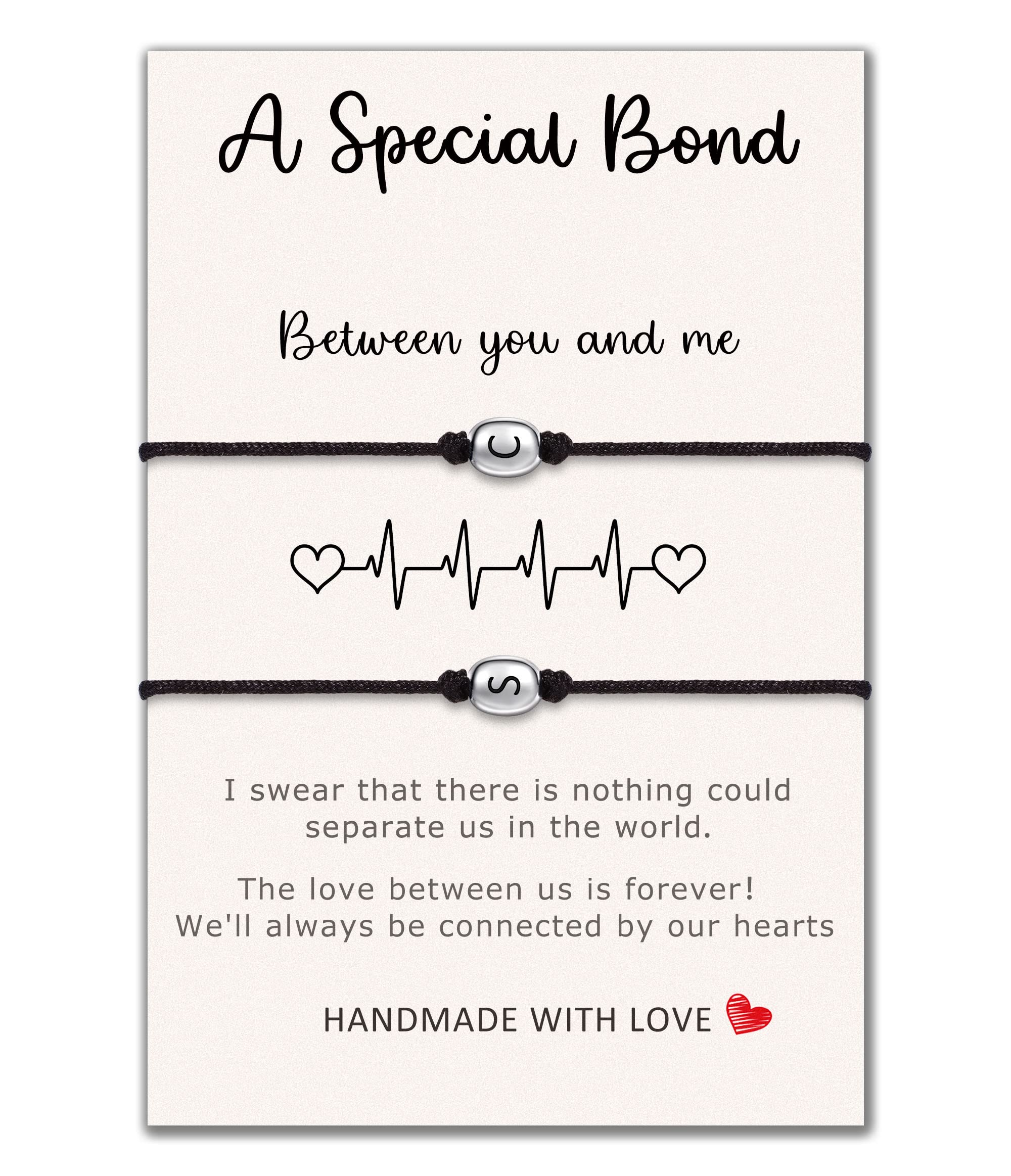 BtysunPinky Promise Bracelets for Couples Friend Gifts Initial Matching Bracelet Birthday Gifts for Women Girlfriend Boyfriend Best Friend Bracelets for 2