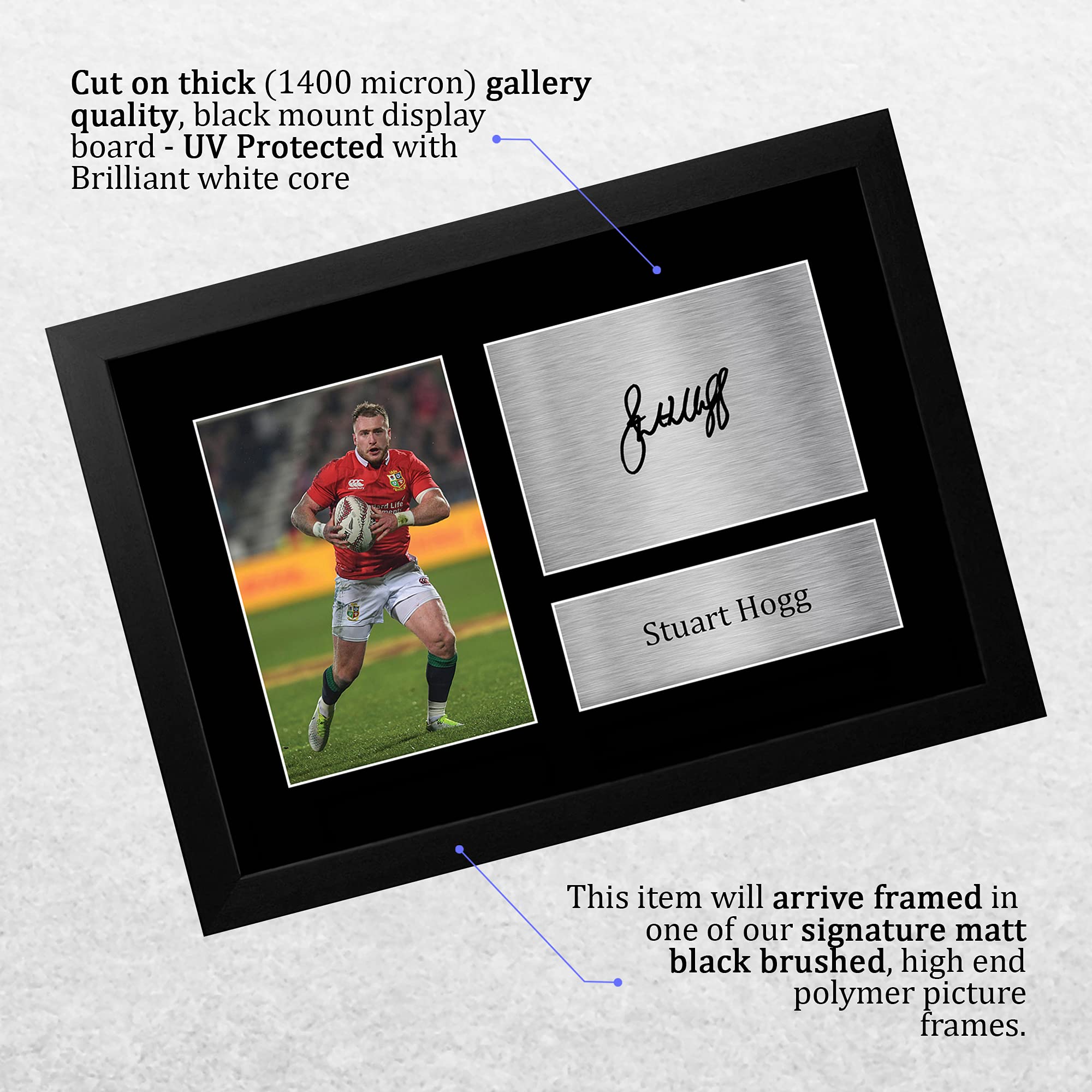 HWC Trading FR A4 Stuart Hogg British Lions Gifts Printed Signed Autograph Picture for Rugby Union Fans - A4 Framed - Image 3