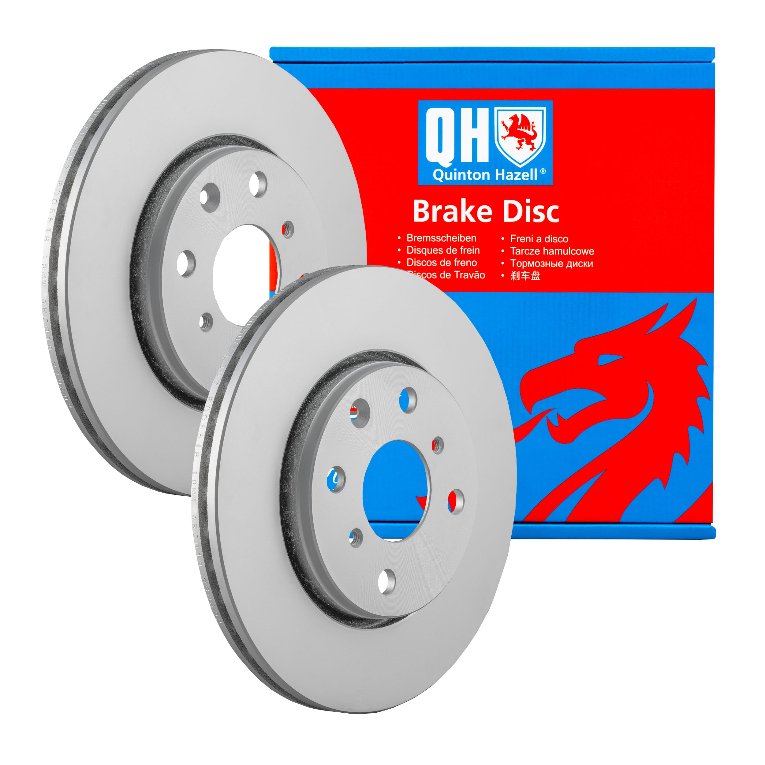 Quinton Hazell Brake Disc Replacement - Single Disc - Front - 4 Bolt Holes - Internally Vented - BDC5518