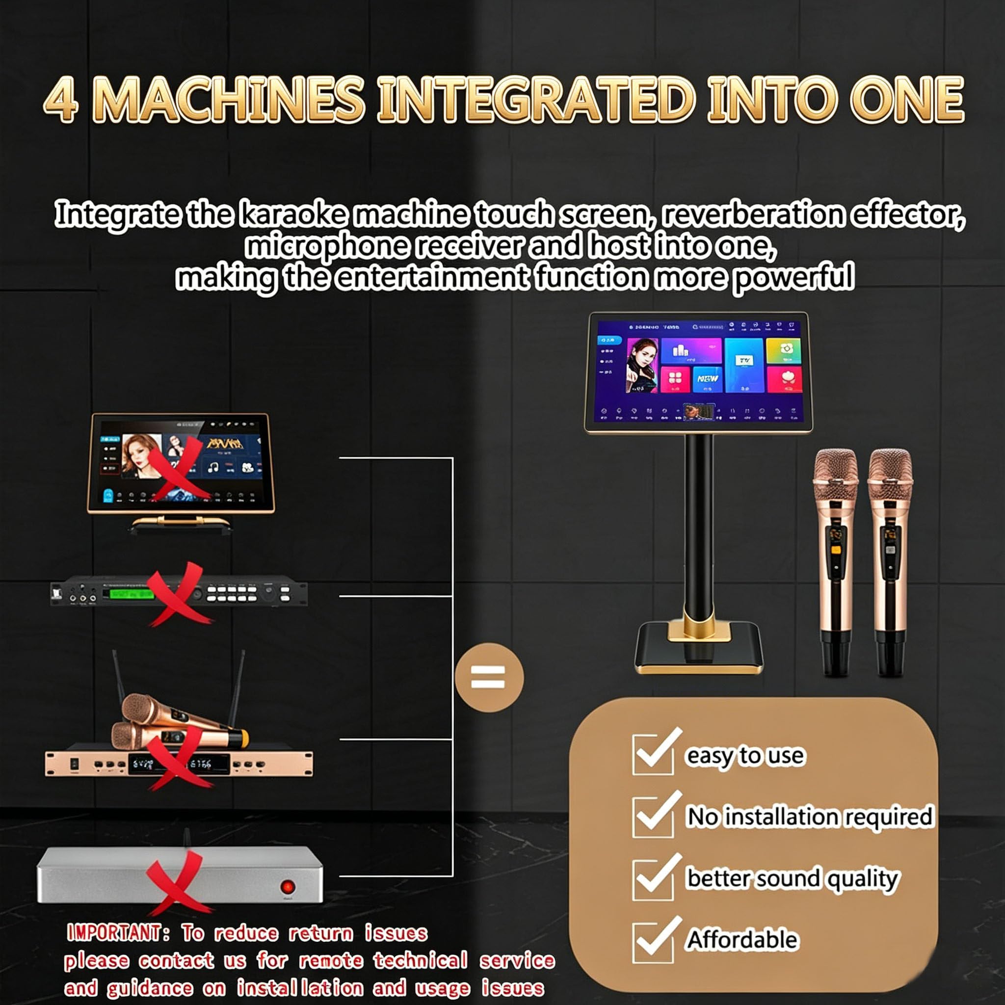 Sis-Tema De Karaoke Profesional De 21.5 Pulgadas, Control Mediante Aplicación Móvil, Compatible con Varios Idiomas, Amplificador De Karaoke para El Hogar, Fiestas Y Ktv Black-2tb