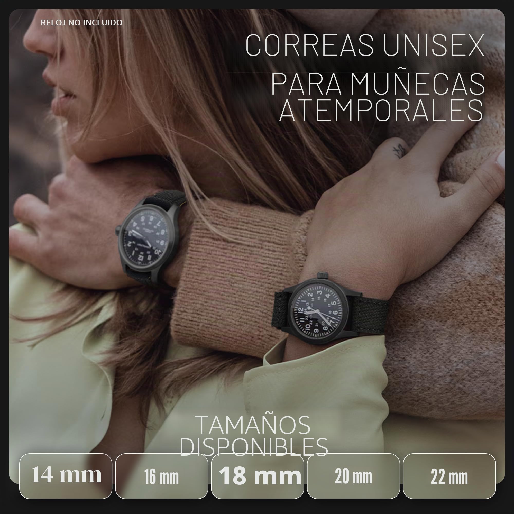 Alpine Cordura - Correa de repuesto de liberación rápida para reloj, correa de tela y cuero con forro trasero resistente al agua, para mujeres y hombres, compatible con correas de reloj analógicos e