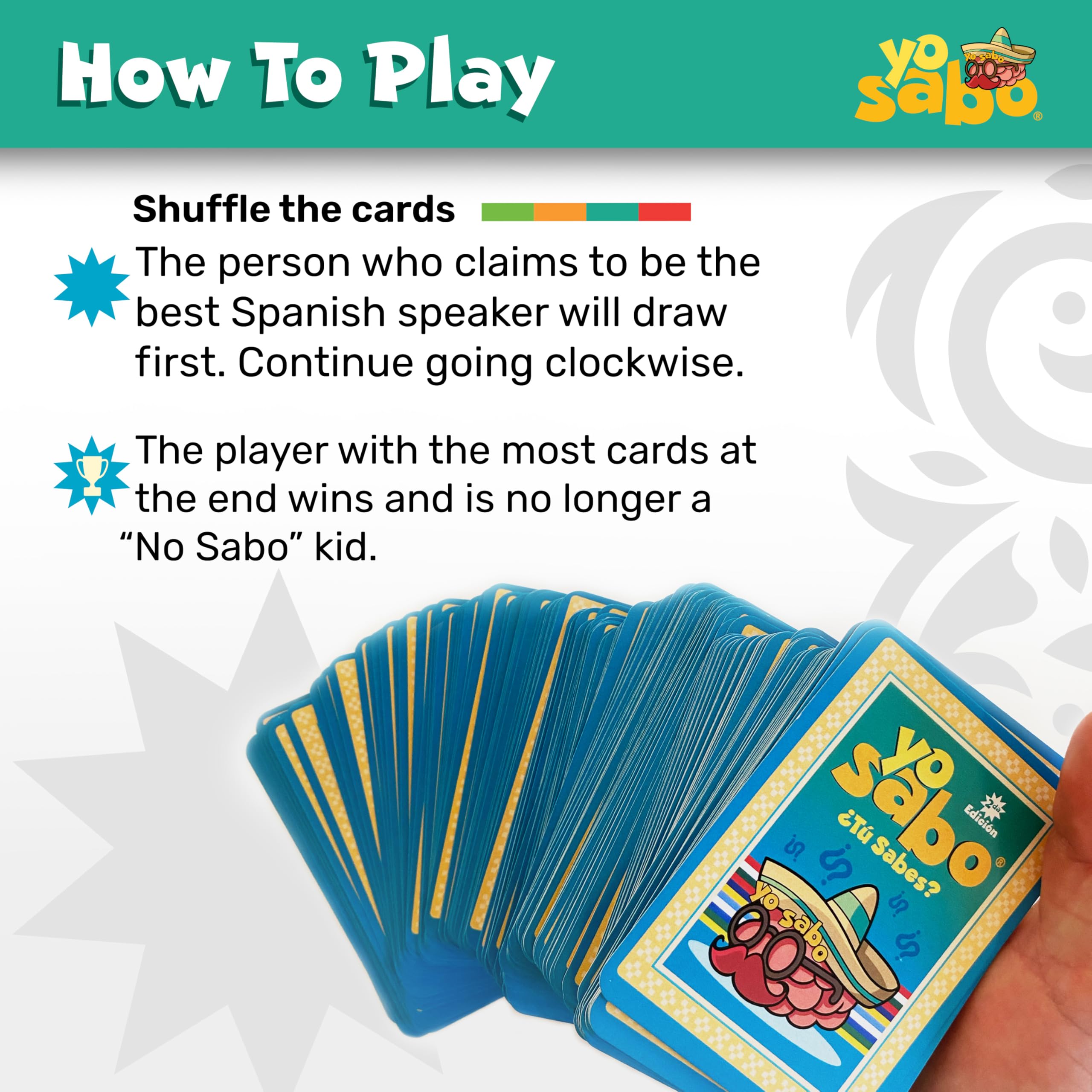 Yo Sabo: Edición 2 - Nuevo juego de cartas bilingüe familiar - Más cartas, más tiempo de juego - Desafía a tu español con trivia y desafíos divertidos - Juego de Mesa con 198 cartas para todas las