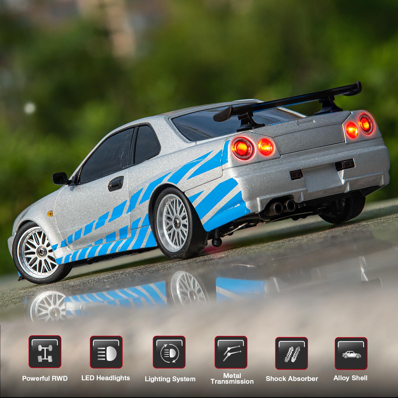 Amazon.co.jp: ARRIS LD1899 1/18 RC ドリフトカー GTR R34 2.4GHz RWD