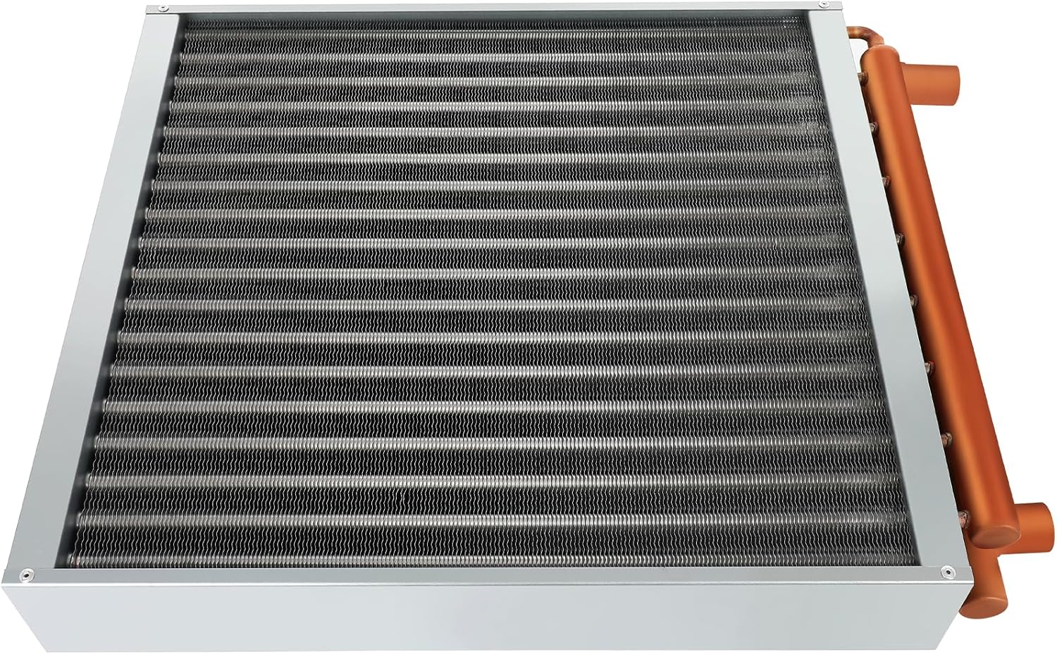 18x18 Heat Exchanger Water To Air, Forced Air Heating with 1 Copper Ports Hot Water Coil for Outdoor Wood Furnaces, Residential Heating
