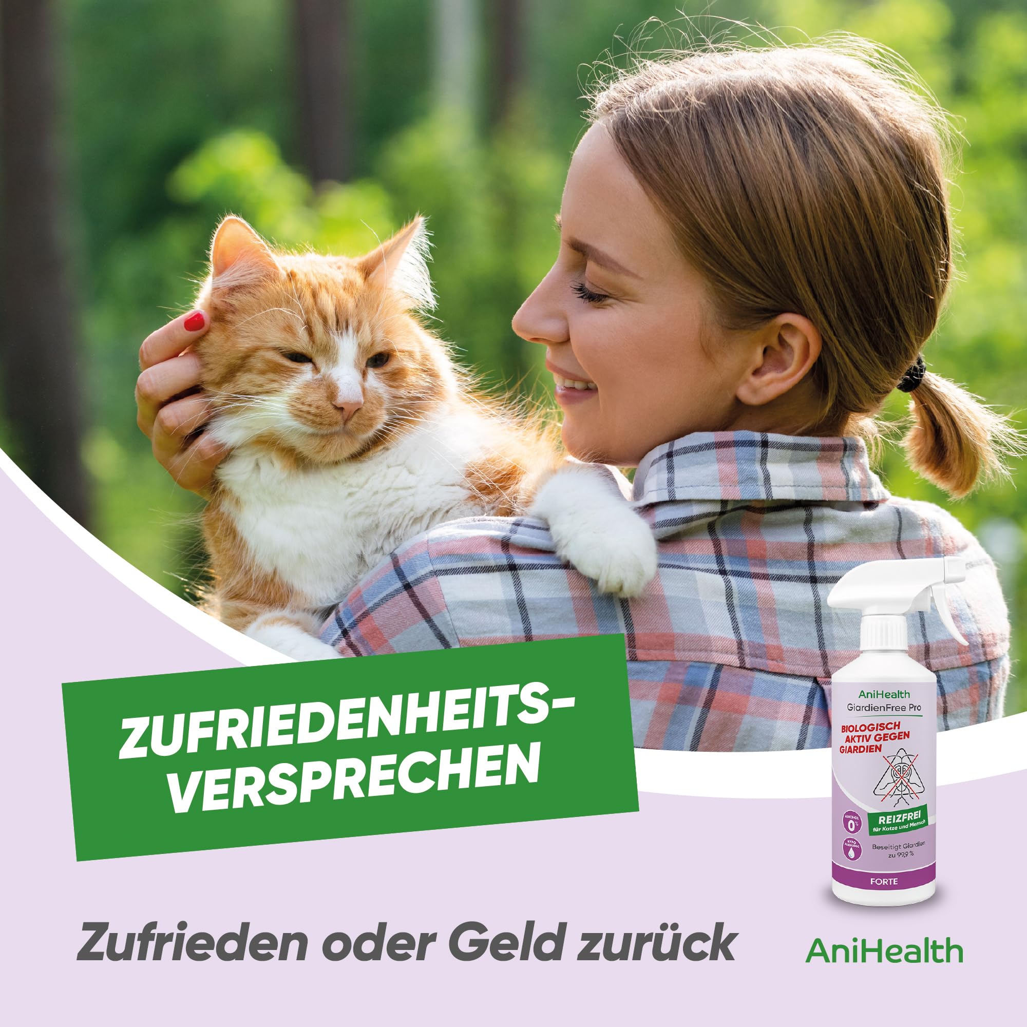 Giardien Hygiene-Spray Katze | tötet 99,9% Giardien + Zysten bei der ersten Anwendung auf Flächen, Gegenständen, Körperstellen | R E I Z F R E I durch Bioseptika HOCl – GiardienFree Pro 500ml