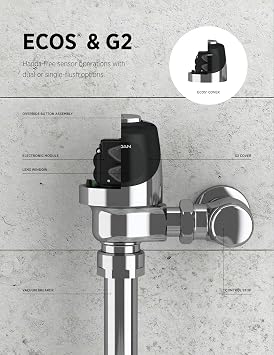 Sloan ECOS 111 Sensor Hardwired Water Closet Flushometer, Chrome, 1.28 GPF