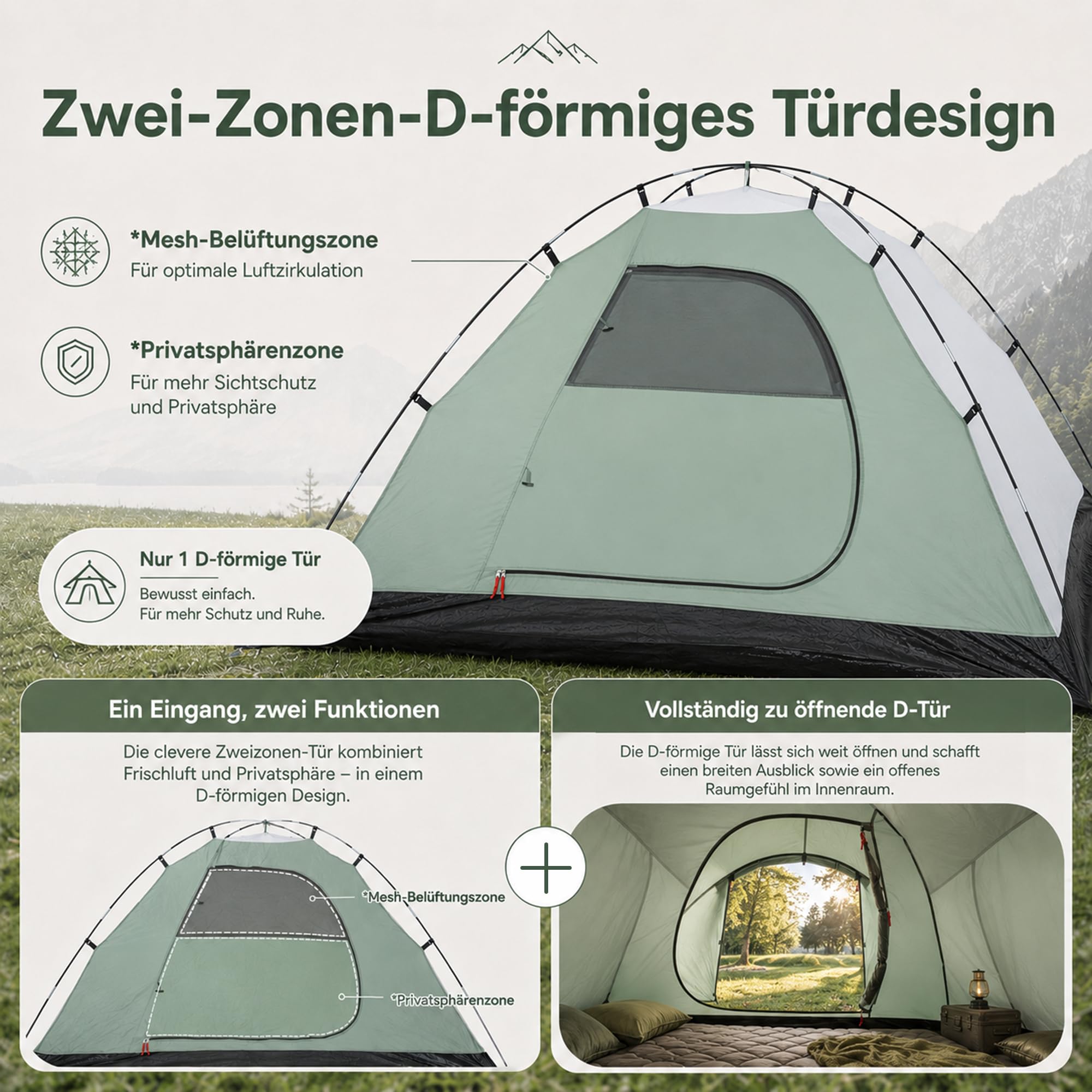 High Peak Kuppelzelt, Campingzelt mit Vorraum, doppelwandiges Iglu Zelt, 2000 mm Wassersäule, Wetterschutz-Eingang, leicht aufzubauen, für Camping Festival Garten Outdoor Roadtrip Reise Urlaub Park