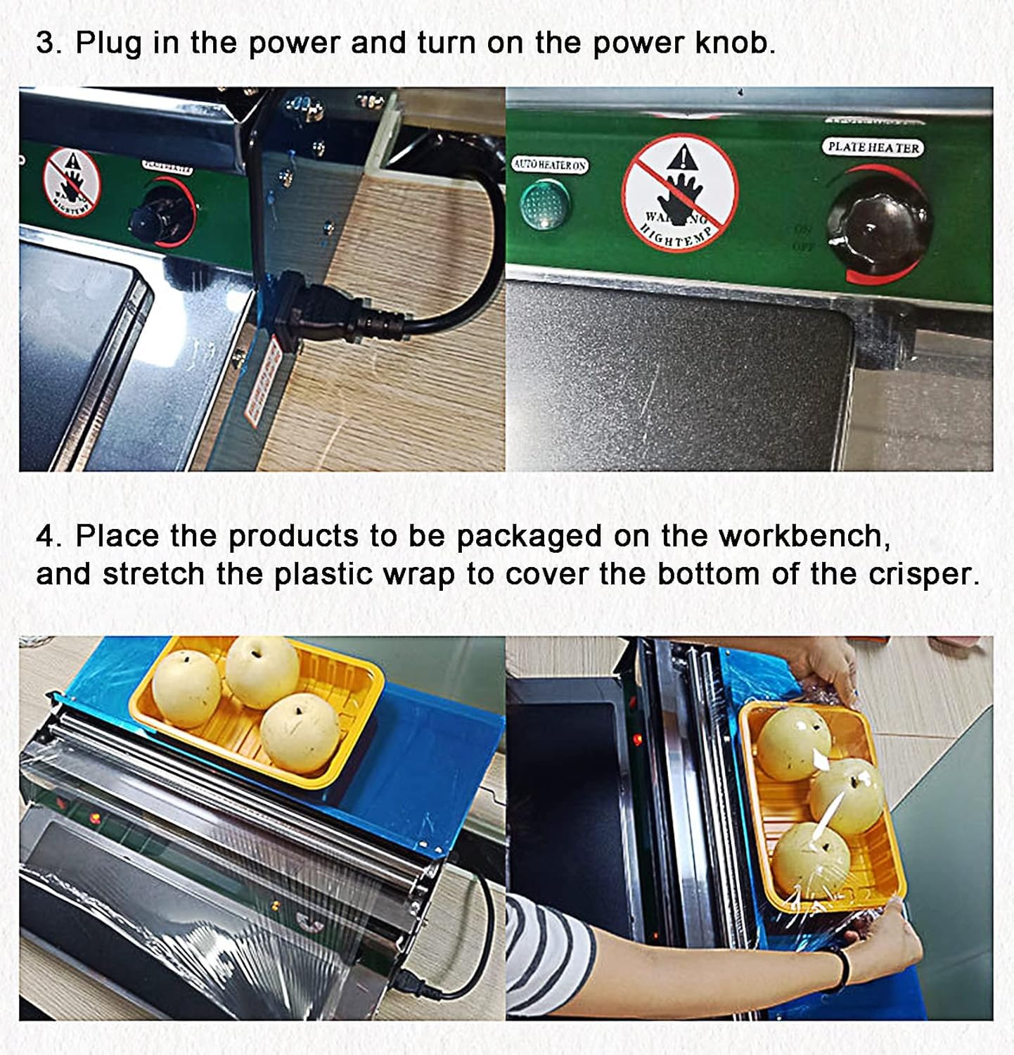 Envoltura de bandeja de alimentos, máquina de envolver a mano, temperatura ajustable de 60 a 150 °C, herramienta dispensadora de película adhesiva para carne/verduras/frutas, envoltura manual de