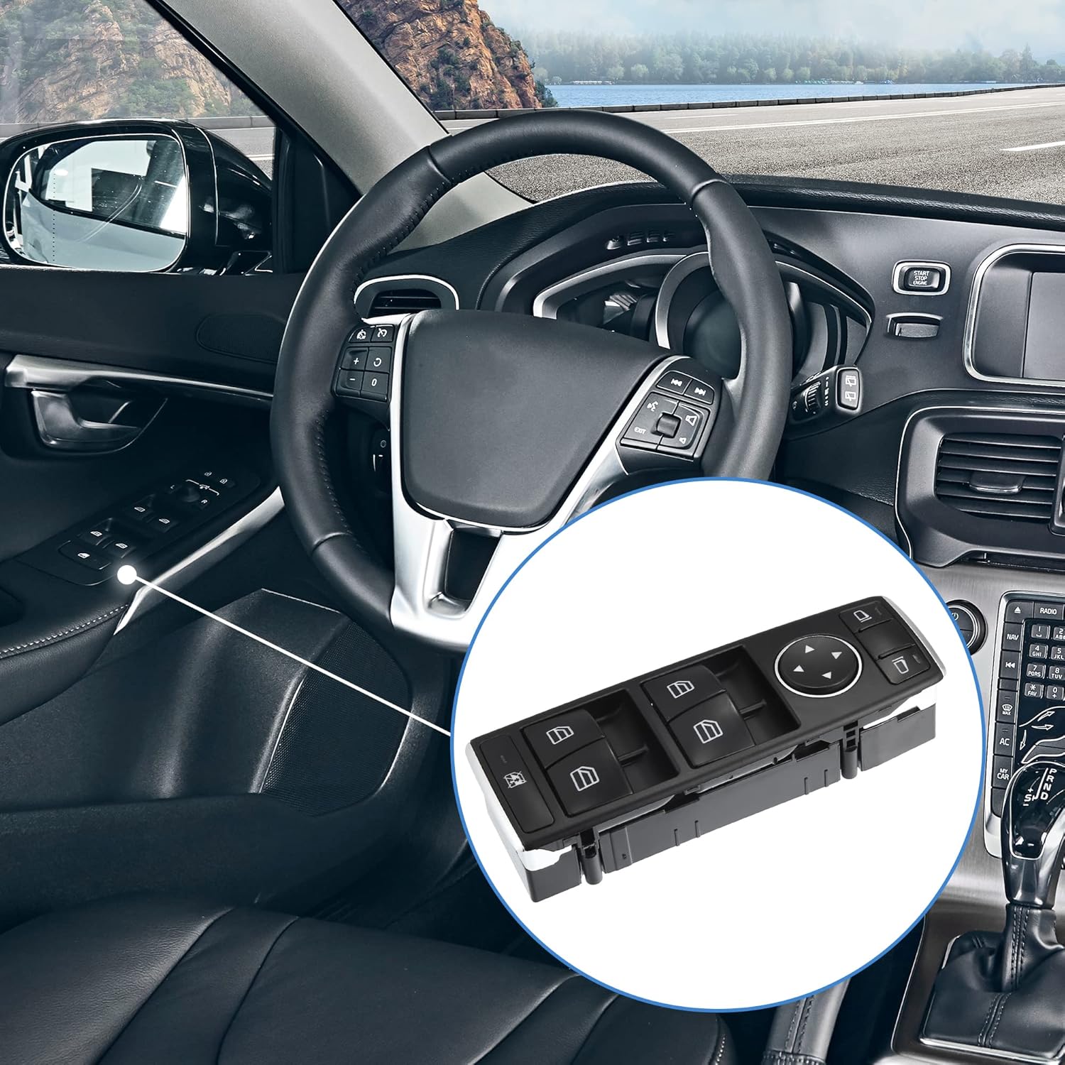 X AUTOHAUX 1 Set A2049055302 Power Window Switch Driver Side for Mercedes-Benz W204 C250 C300 C350 C63 2007-2014 for E200 E250 E300 E350 for GLK280 GLK350