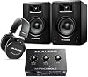 M-AUDIO BX4 Pair Studio Monitors Bundle with Single XLR Audio Interface and Headphones for Studio Recording, Music Production, Podcasting, Streaming