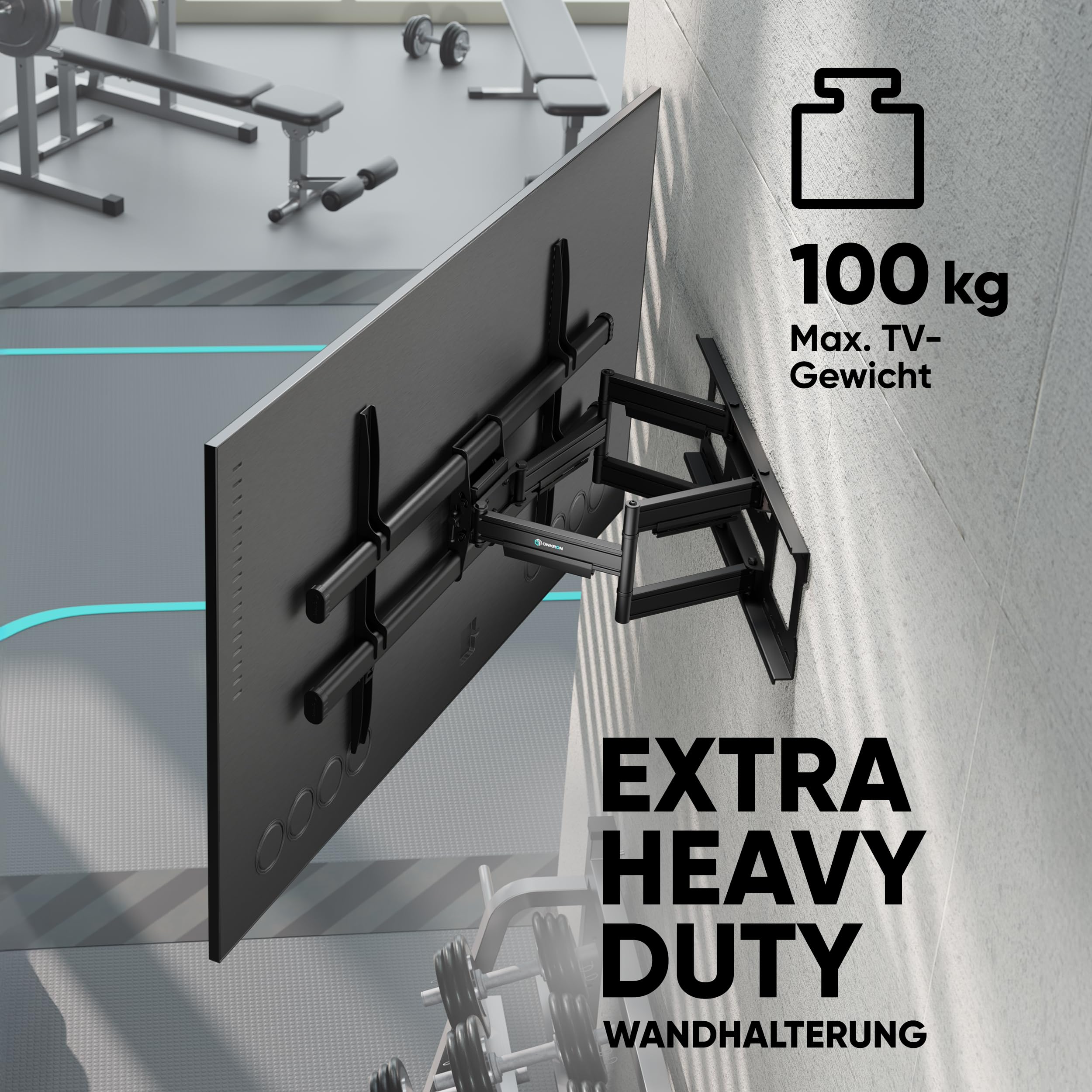 ONKRON TV Wandhalterung schwenkbar für 42-120 Zoll Fernseher bis 100 kg, TV Halterung ausziehbar, Fernsehhalterung max VESA 1000x600, Ultra Slim Wandhalterung Fernseher neigbar Schwarz M10-B